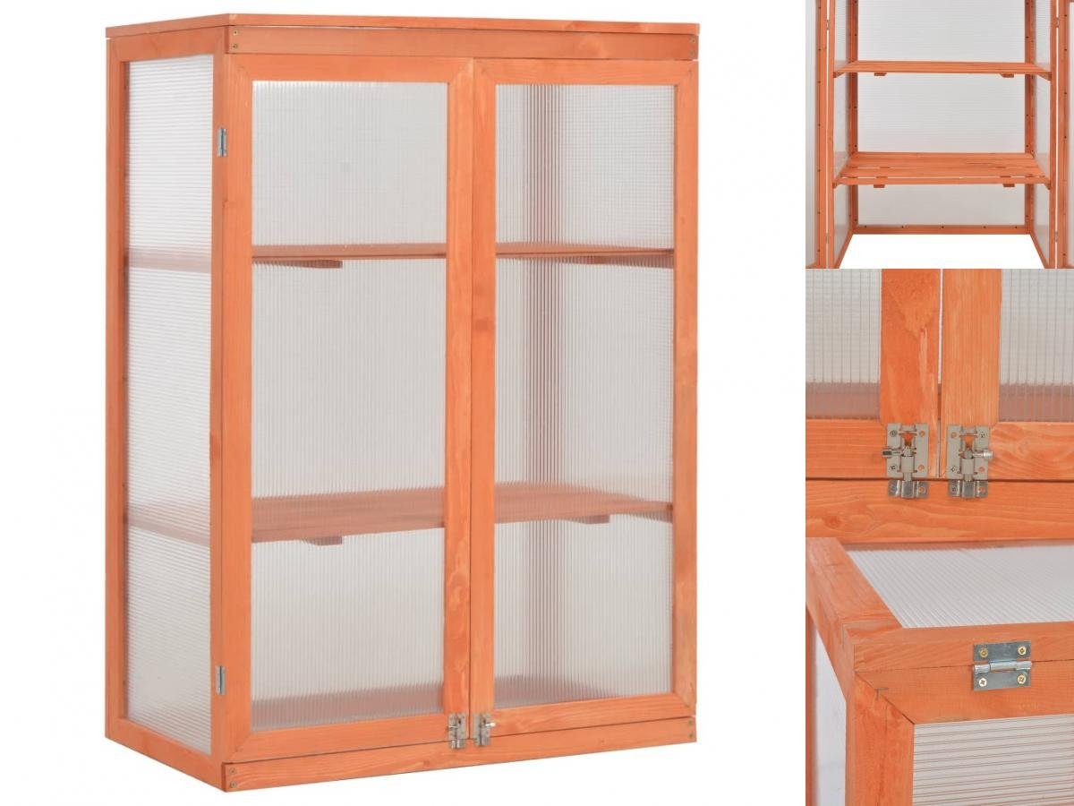 vidaXL Gewächshaus Anzucht Blumen Obst Gemüse Gewächshaus Holz 75x47x109 cm braun | Rabatt: 24%