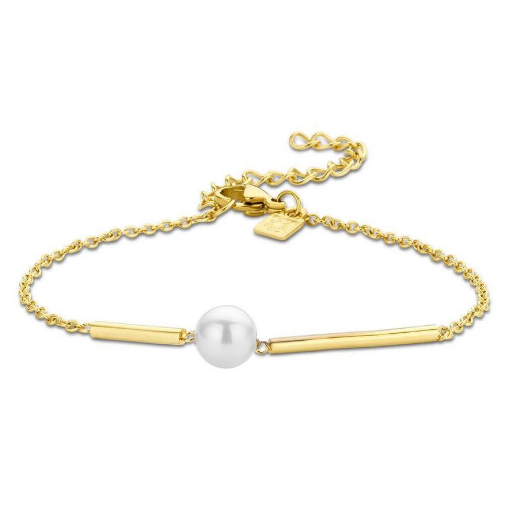 Javoli.com Kette mit Einhänger Victoria Goldfarbene Weiße Perlenarmband
