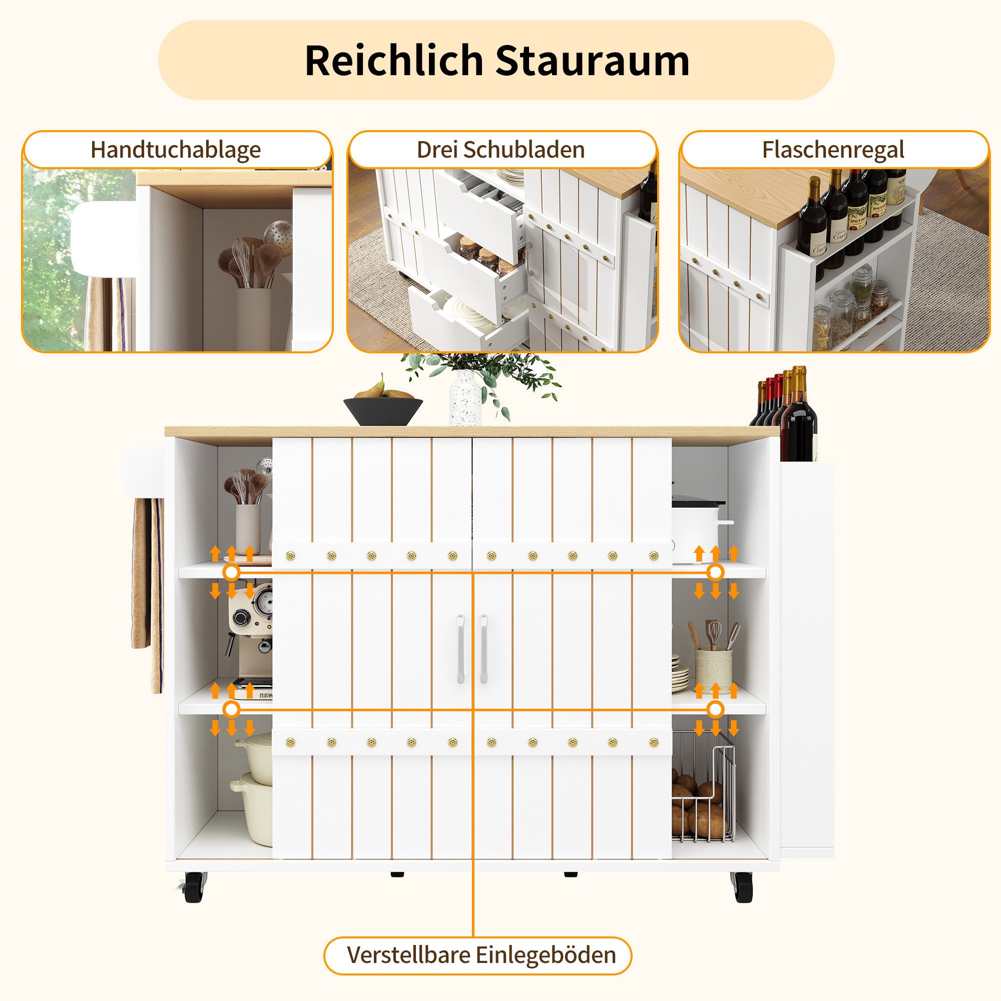 i@home Kücheninsel Küchenwagen mit Rollen & günstig online kaufen