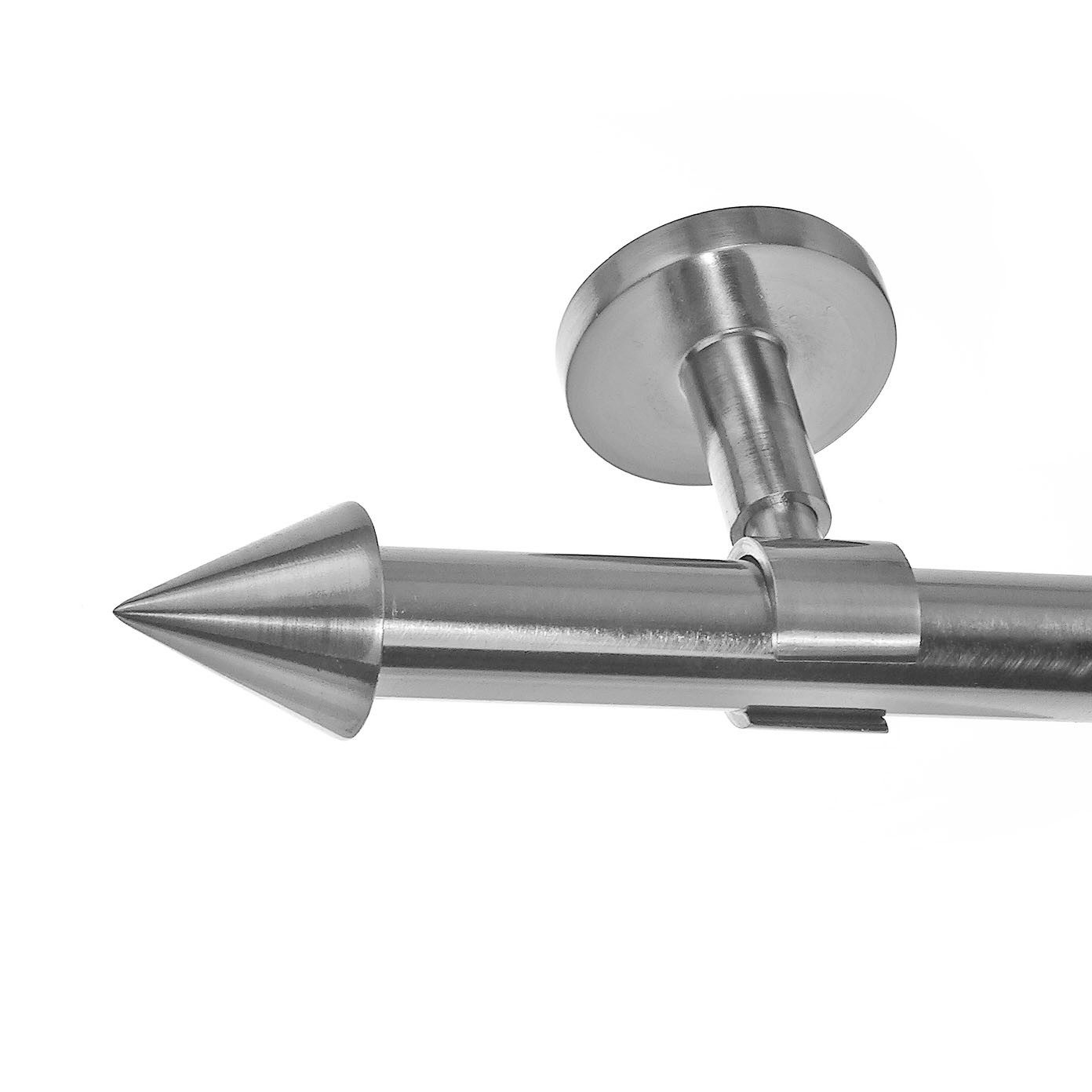 BASIT Gardinenstange Edelstahloptik 20mm mit Deckenträgern 200 cm E31, Ø 20 mm, 1-läufig, verschraubt, Metall, D31 200 cm E31 Spitze