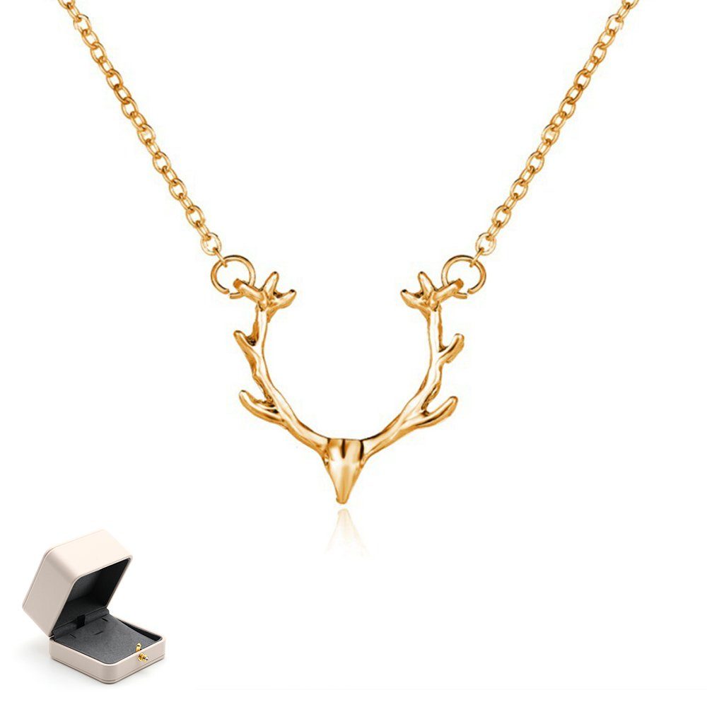 Hirschhorn Invanter gold Anhänger Halskette Charm-Kette