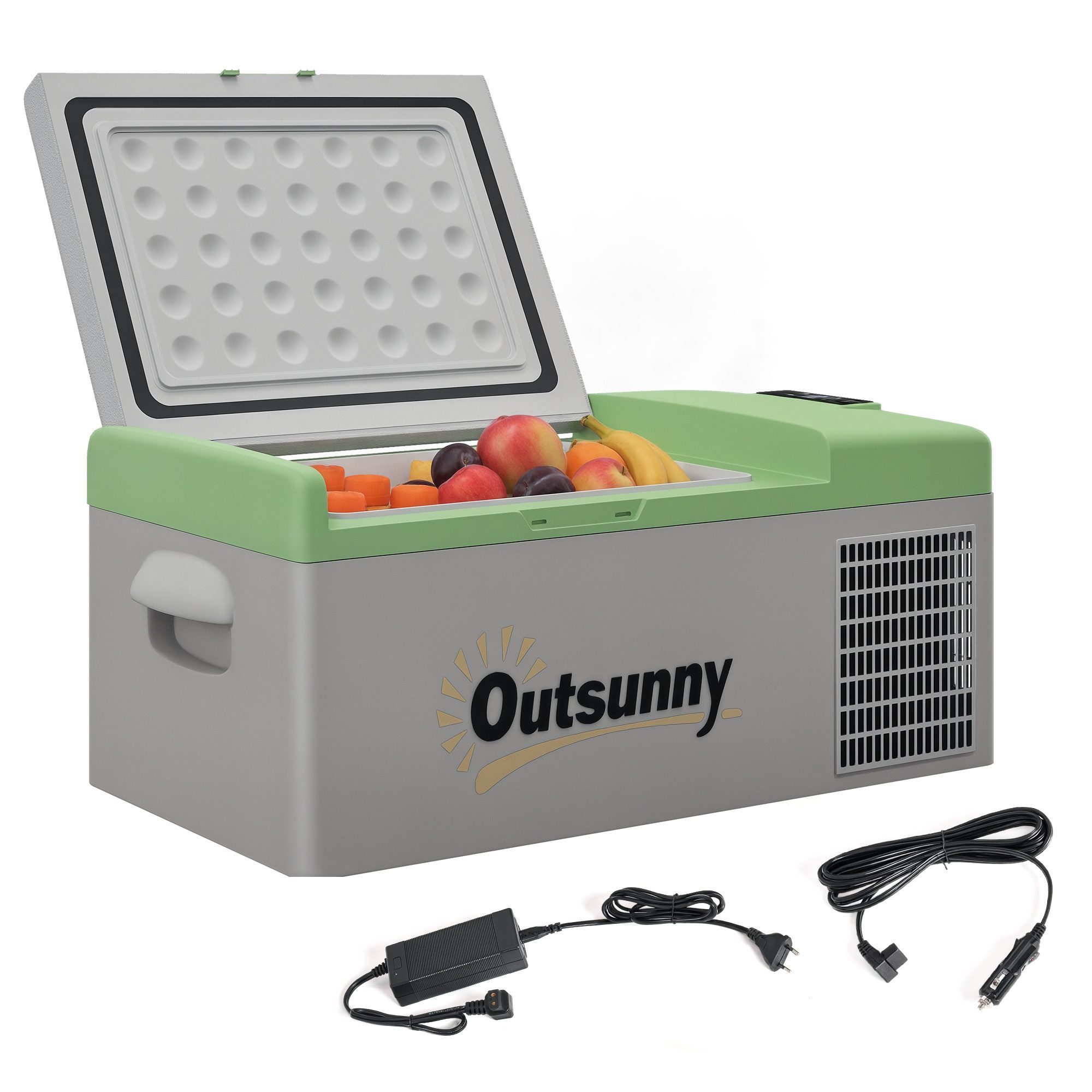 Outsunny Kühlbox 16L-Kompressor-Camping-Kühlschrank mit ECO/MAX-Modi, 16 l, mit MAX,ECO Modi