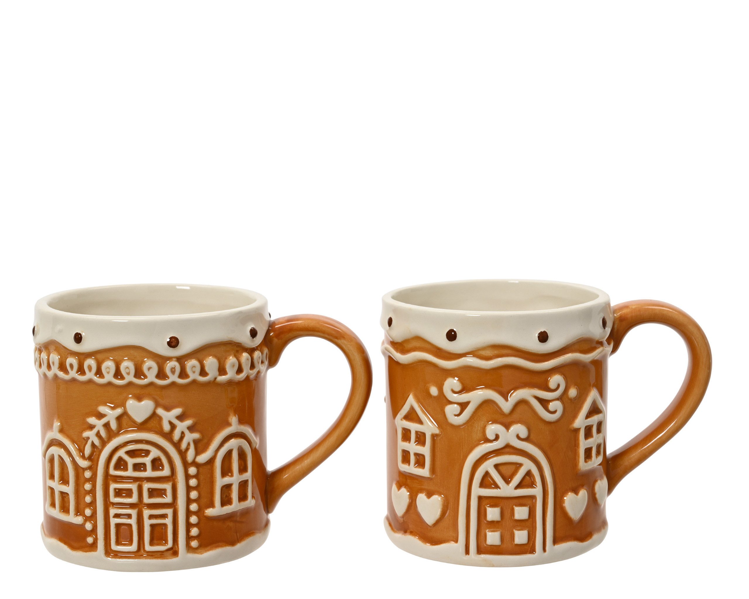 Kaemingk Tasse, Keramik, Tasse Keramik 10cm Lebkuchenhaus Motiv 1 Stück sortiert Braun