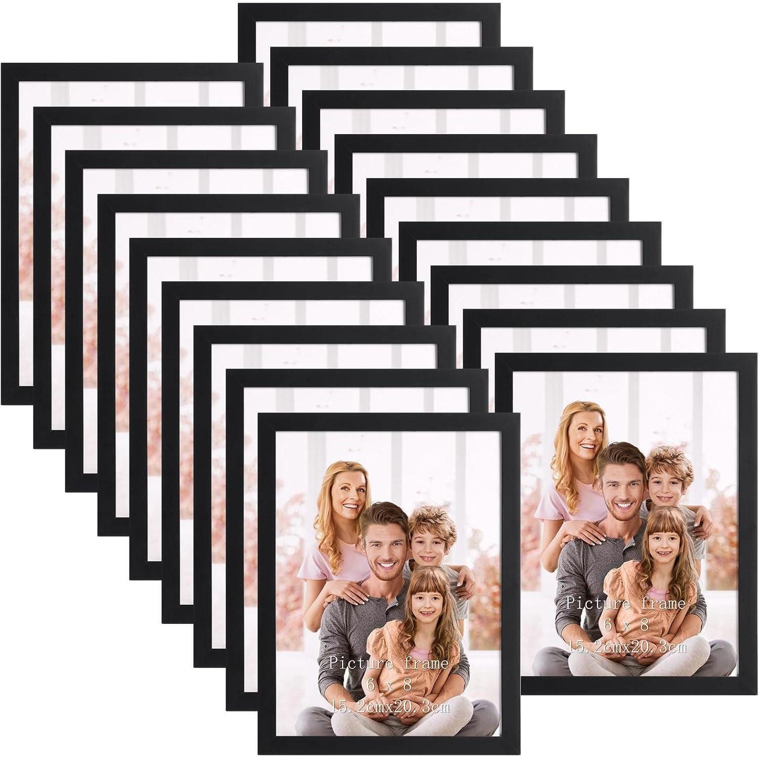 LuxusKollektion Bilderrahmen-Set Bilderrahmen 15x20cm Fotorahmen Collage 18er Set Wand Schwarz 15x20cm, (18 St)