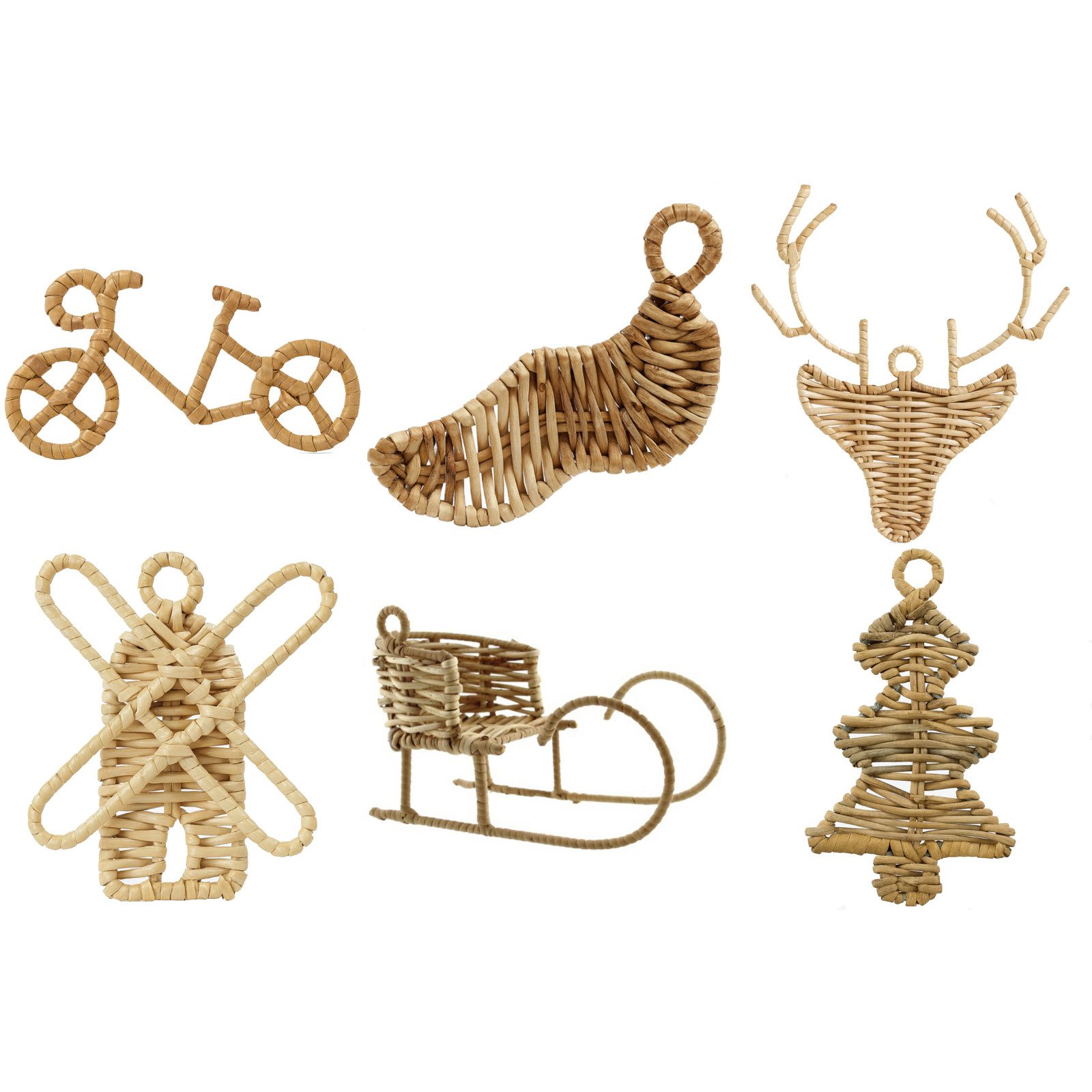 Van der Leeden Christbaumschmuck Weihnachtsbaum XXL Schmuck Natur Handmade 6 /12 er Set (6-tlg), Handarbeit