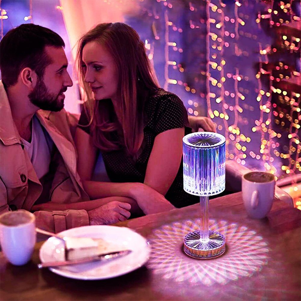 Tischleuchte Restaurant, Diamant Schlafzimmer Tischlampe Farbwechsel fest Kristall Nachttischlampe Wohnzimmer und Farbwechsel für Warmweiß, Fernbedienung, integriert, RGB LED Nachtlicht AKKEE Dimmbar, Touch LED mit