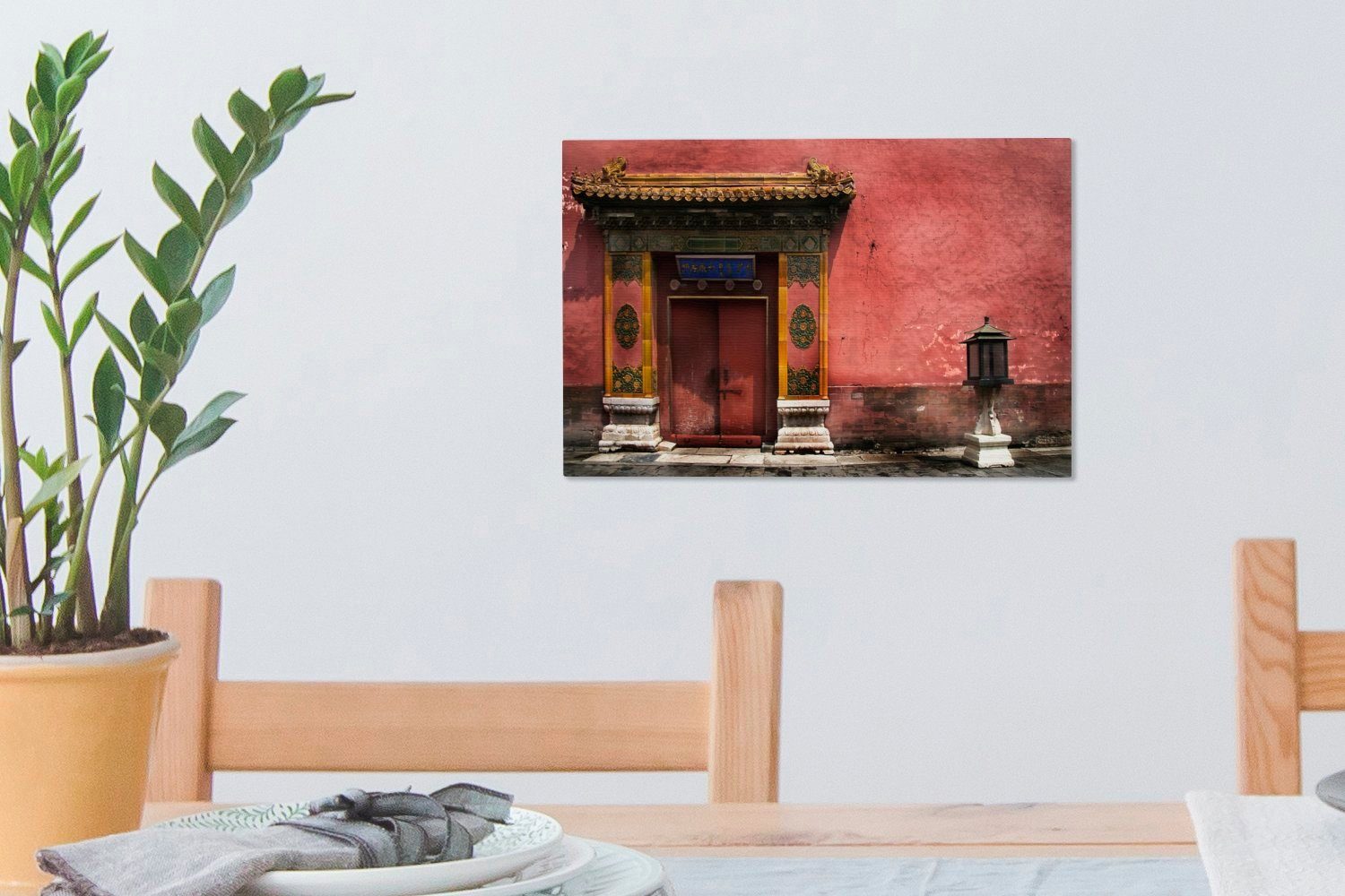 OneMillionCanvasses® St), Aufhängefertig, Tür Leinwandbilder, in 30x20 (1 Wandbild Peking, Leinwandbild Verbotenen cm Wanddeko, Stadt in der