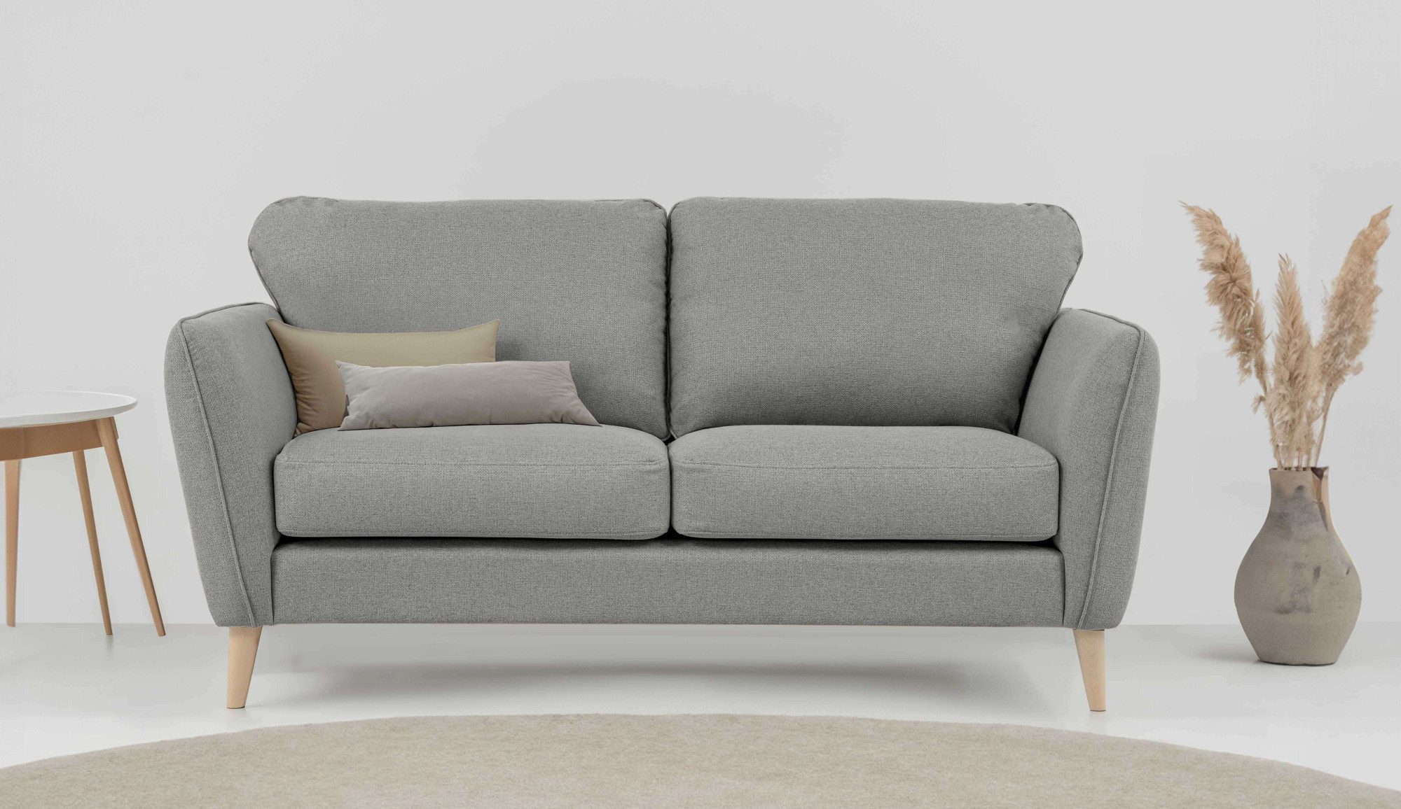 Home affaire 2-Sitzer MARSEILLE Kompaktsofa 170 cm, Cord, Flachgewebe, Struktur, Webstoff, Massivholzbeine Eiche, Landhausstil, Wellenunterfederung