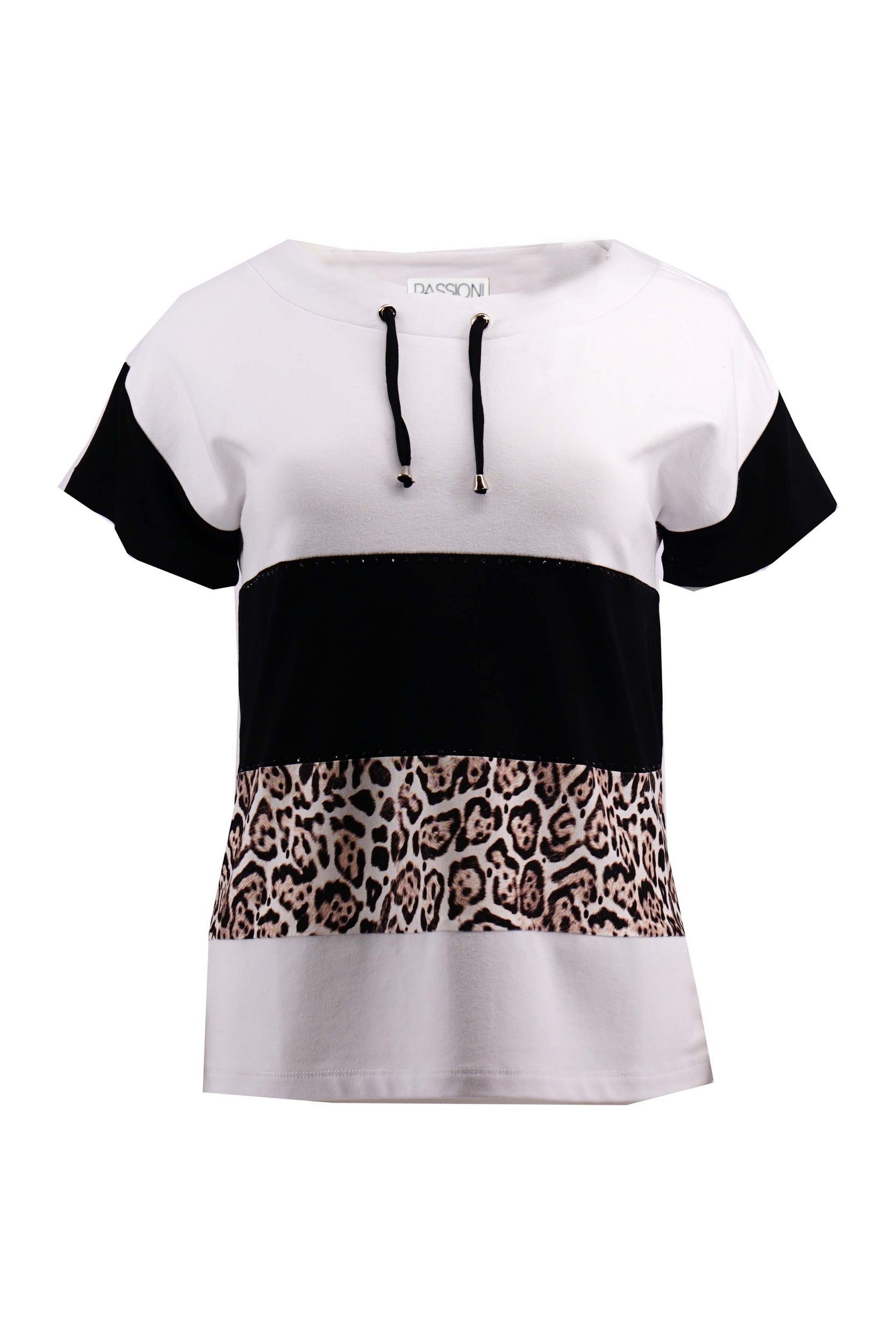 Passioni Print-Shirt mit Leopardenmuster Rundhalsausschnitt mit günstig online kaufen