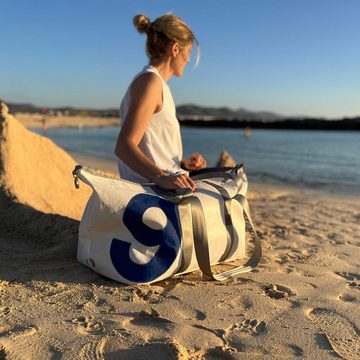360Grad Reisetasche Kutter große Segeltuch-Tasche weiß, Zahl blau