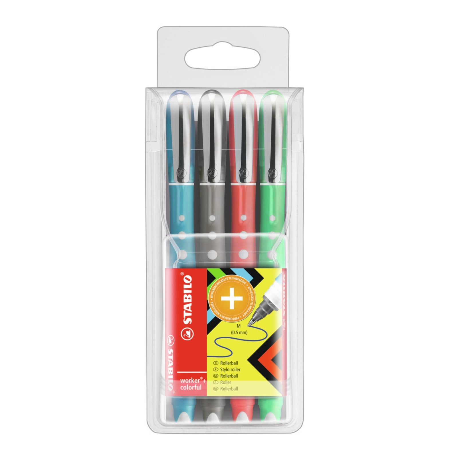 STABILO Whiteboard Marker STABILO worker+ colorful Tintenroller - 0,5 mm - 4er Etui