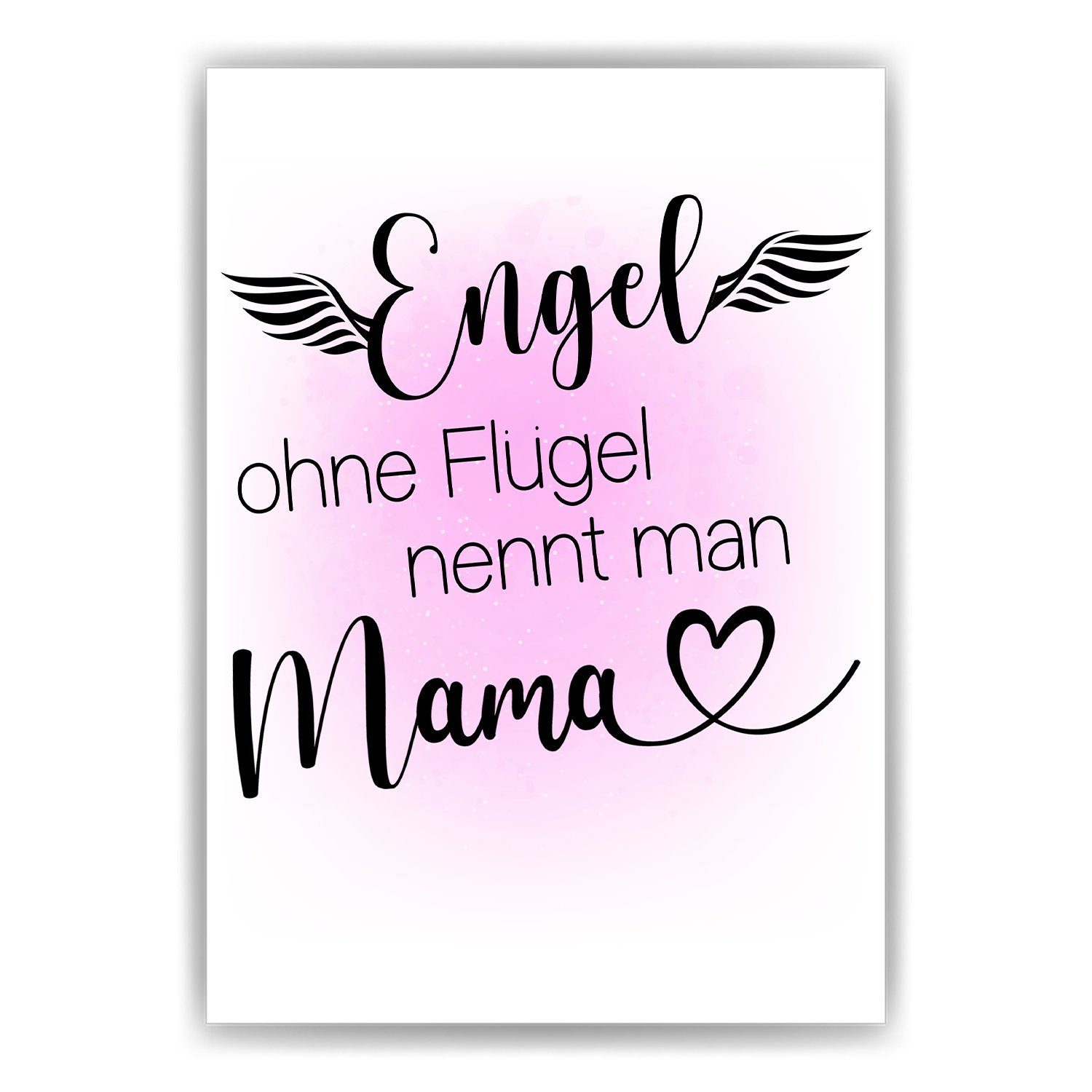 Tigerlino Poster A4 Geburtstag Muttertag DIN Lila, ohne Mama Flügel Geschenk, Engel
