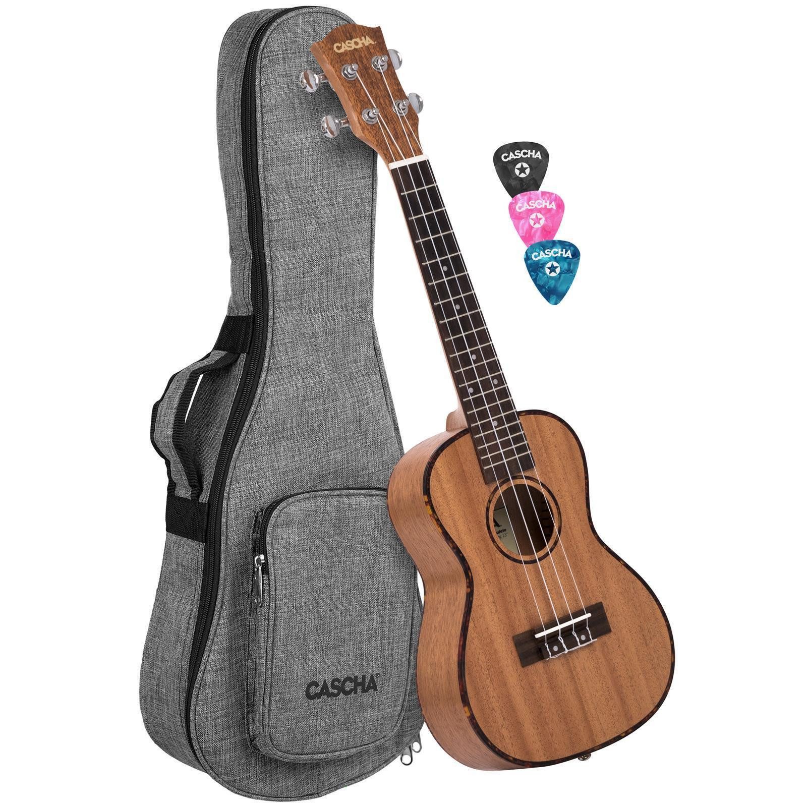 Cascha Ukulele Premium Mahagoni Set, Set, inkl. Tasche und 3 Plektren