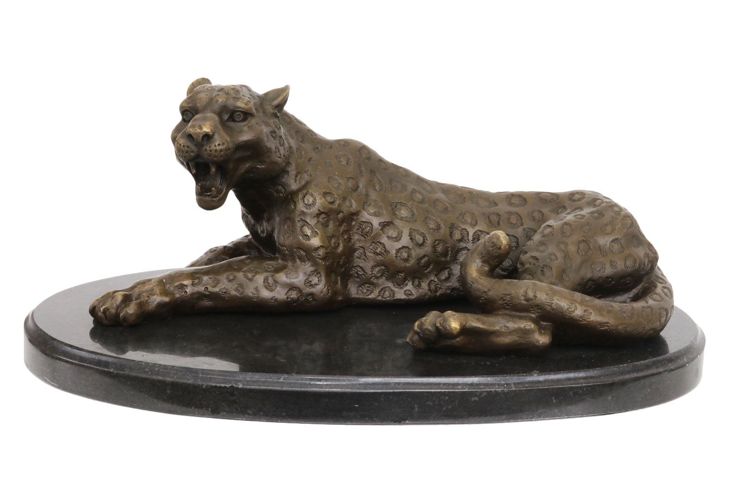 Aubaho Skulptur Bronzeskulptur Leopard Bronze Raubkatze 28cm Statue Bronzefigur Antik-