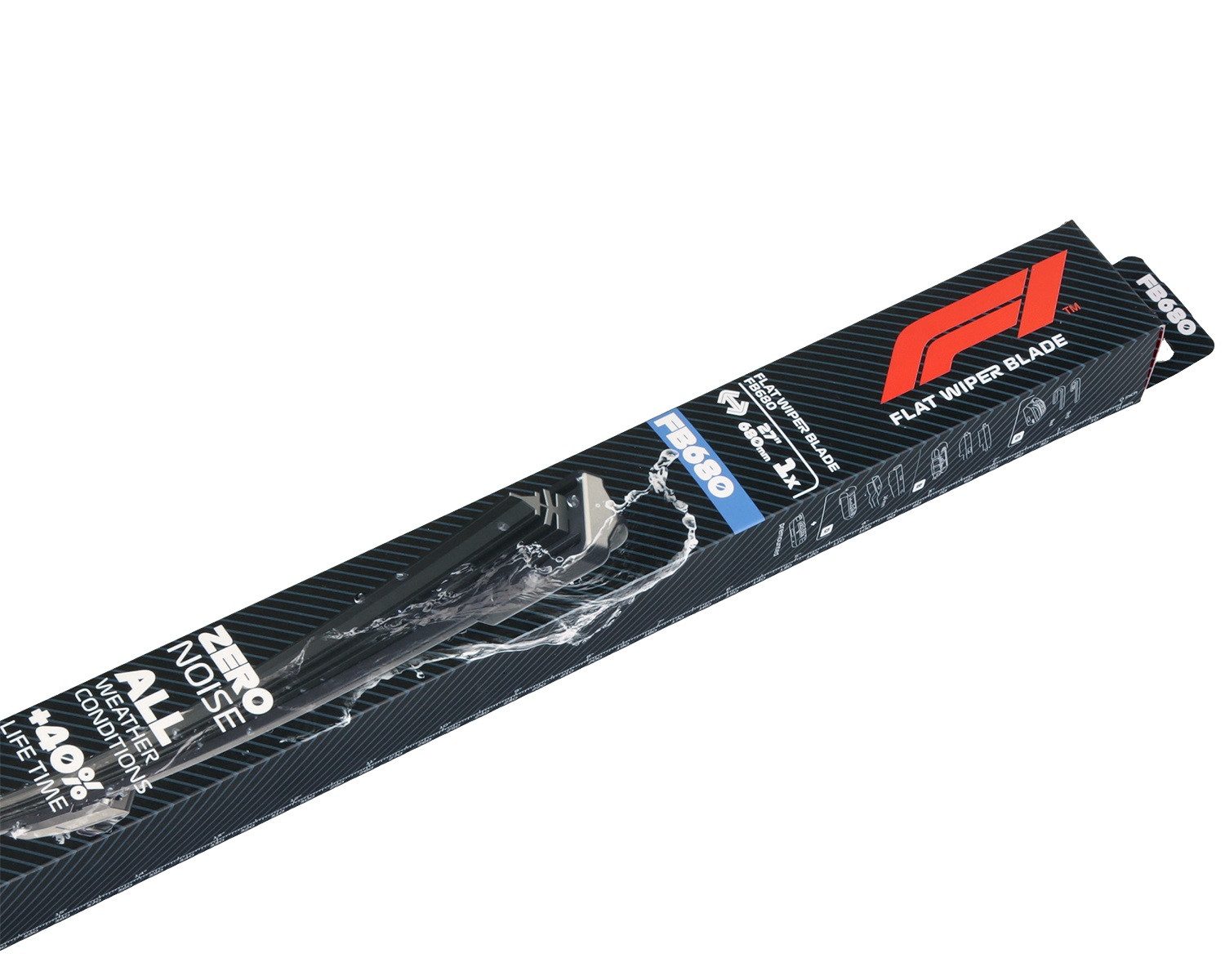 Formula 1 Scheibenwischblätter F1 FB680 Wischerblatt 680mm Scheibenwischer, vorne, (Packung), 27" Flachbalkenwischer Spoiler Multi Adapter-System Fahrer Beifahrer