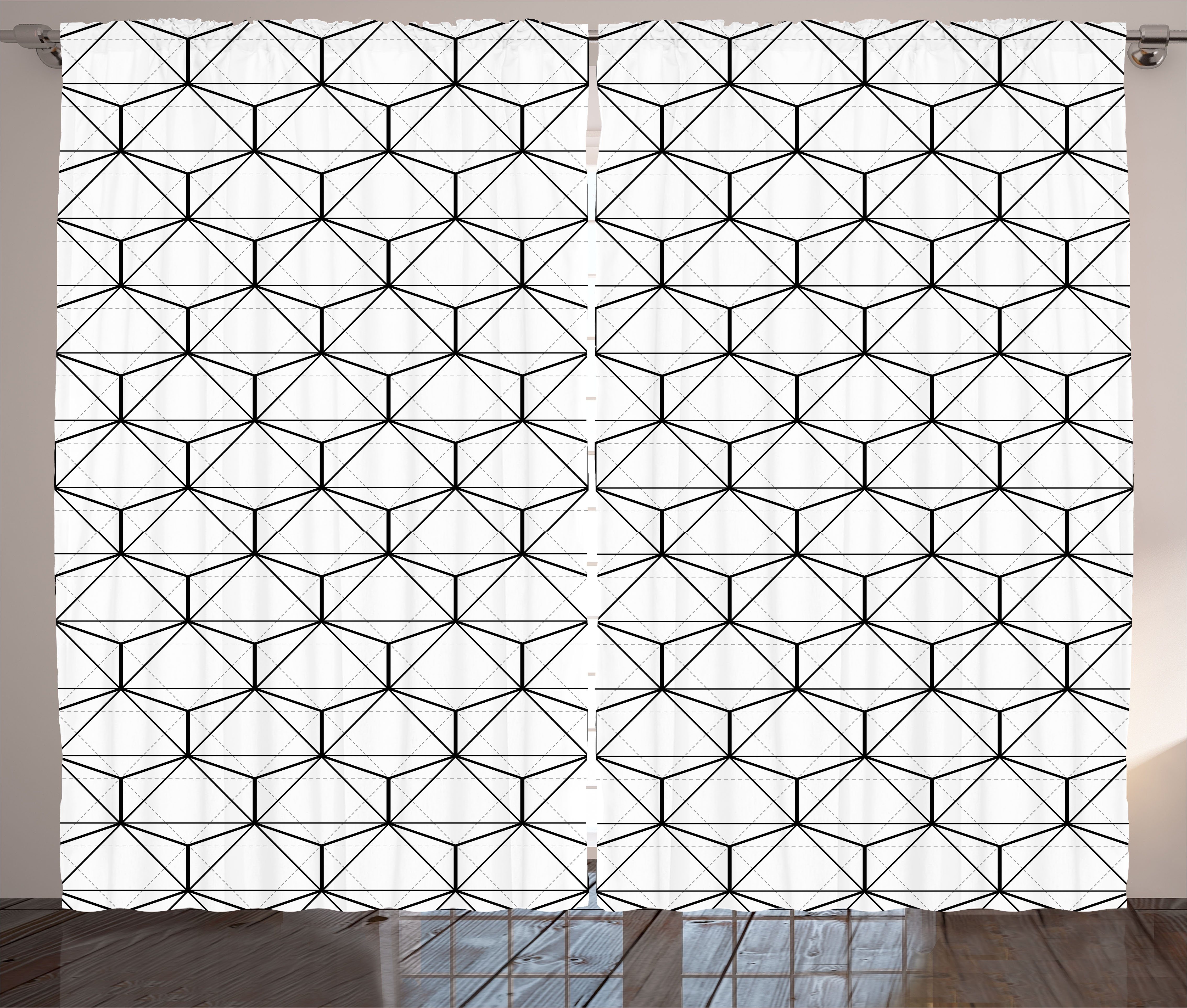 mit Abakuhaus, Abstrakte Haken, Linien-Streifen Kräuselband und Geometrisch Gardine Schlaufen Schlafzimmer Vorhang
