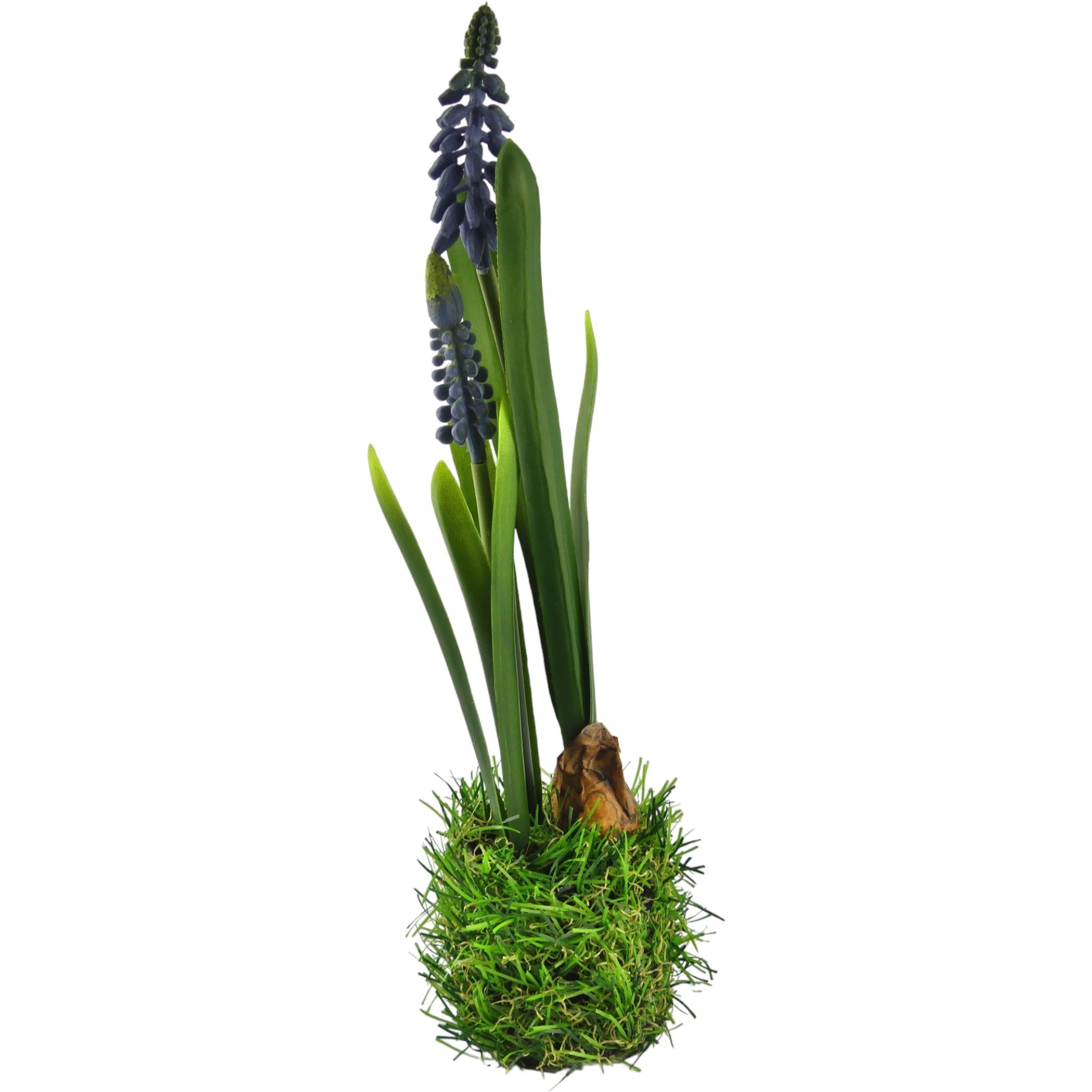 Kunstblume Künstliche Blaue Traubenhyazinthe in Gras 25cm, Florissima