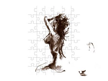 puzzleYOU Puzzle Die sitzende nackte Frau, Bleistiftskizze, 48 Puzzleteile, puzzleYOU-Kollektionen Erotik