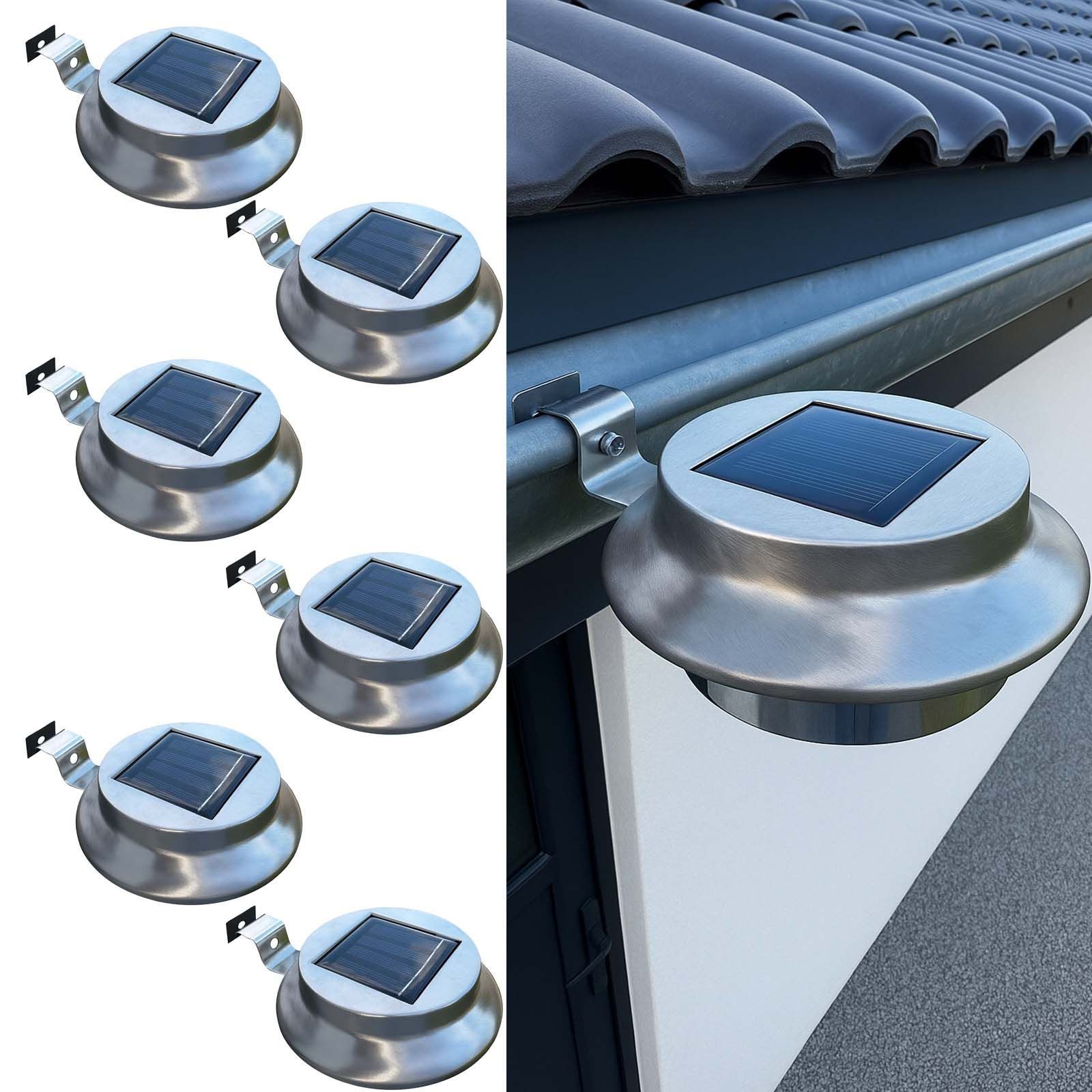 BURI Gartenleuchte 6er Set Dachrinnenleuchte LED Solar Lichtsensor Regenrinne IP44