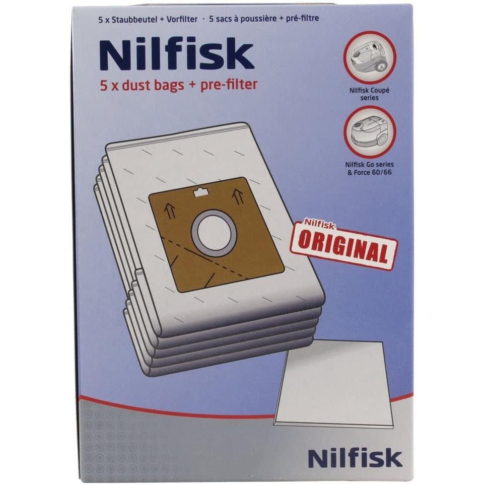 Nilfisk Пылесборники 78602600, für Nilfisk Coupe und One Staubsauger, Staubbeutel, 5 Stück inkl. 1 Vorfilter