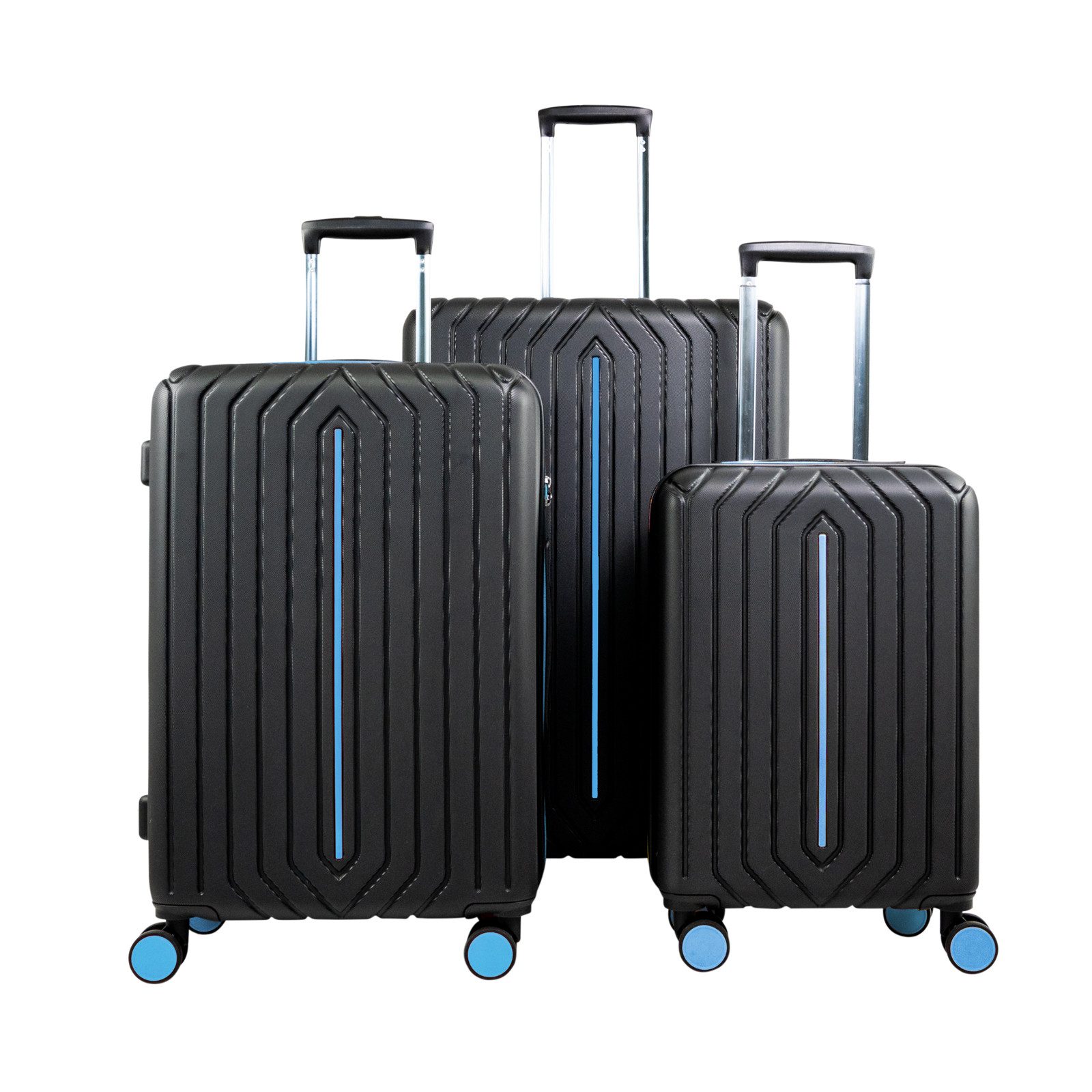 Crosstravel Kofferset Atlanta, 4 Rollen, (3 tlg., Hartschalen Trolley Set), Robuste Hartschale mit TSA-Schloss und Innen-Organizer