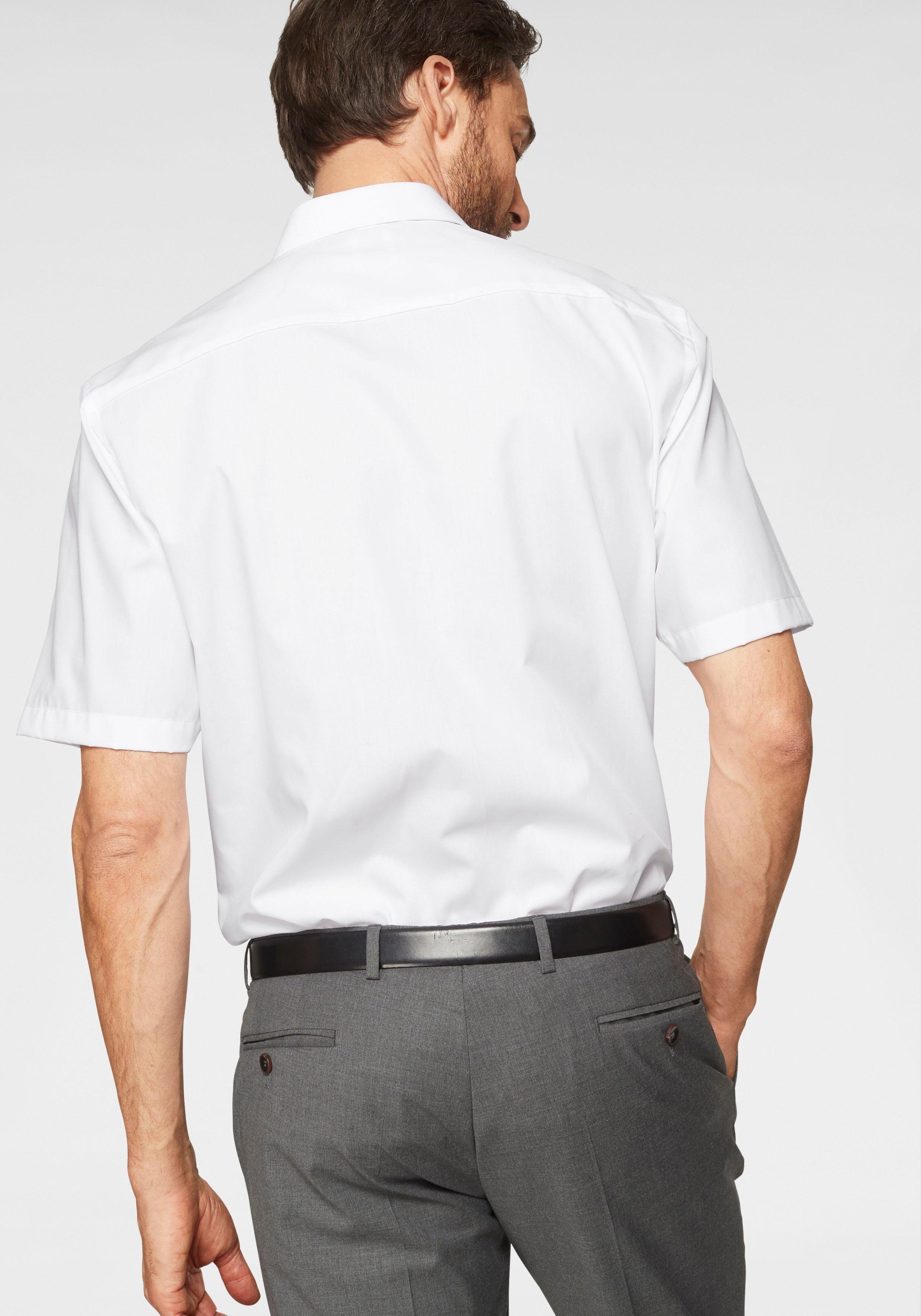 comfort-fit weiß Kurzarmhemd Businesshemd OLYMP Luxor mit bügelfrei Brusttasche,