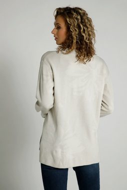 Gina Laura Longpullover Pullover Blüten Oversized V-Ausschnitt Langarm