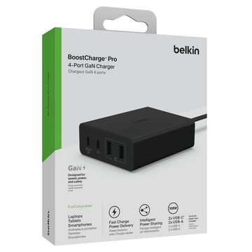 Belkin BoostCharge Pro 108 Watt 4-Port GaN Ladegerät/Charger USB-Ladegerät (mit 2x USB-C und 2x USB-A (Netzteil für Laptops, Tablets, Smartphones)