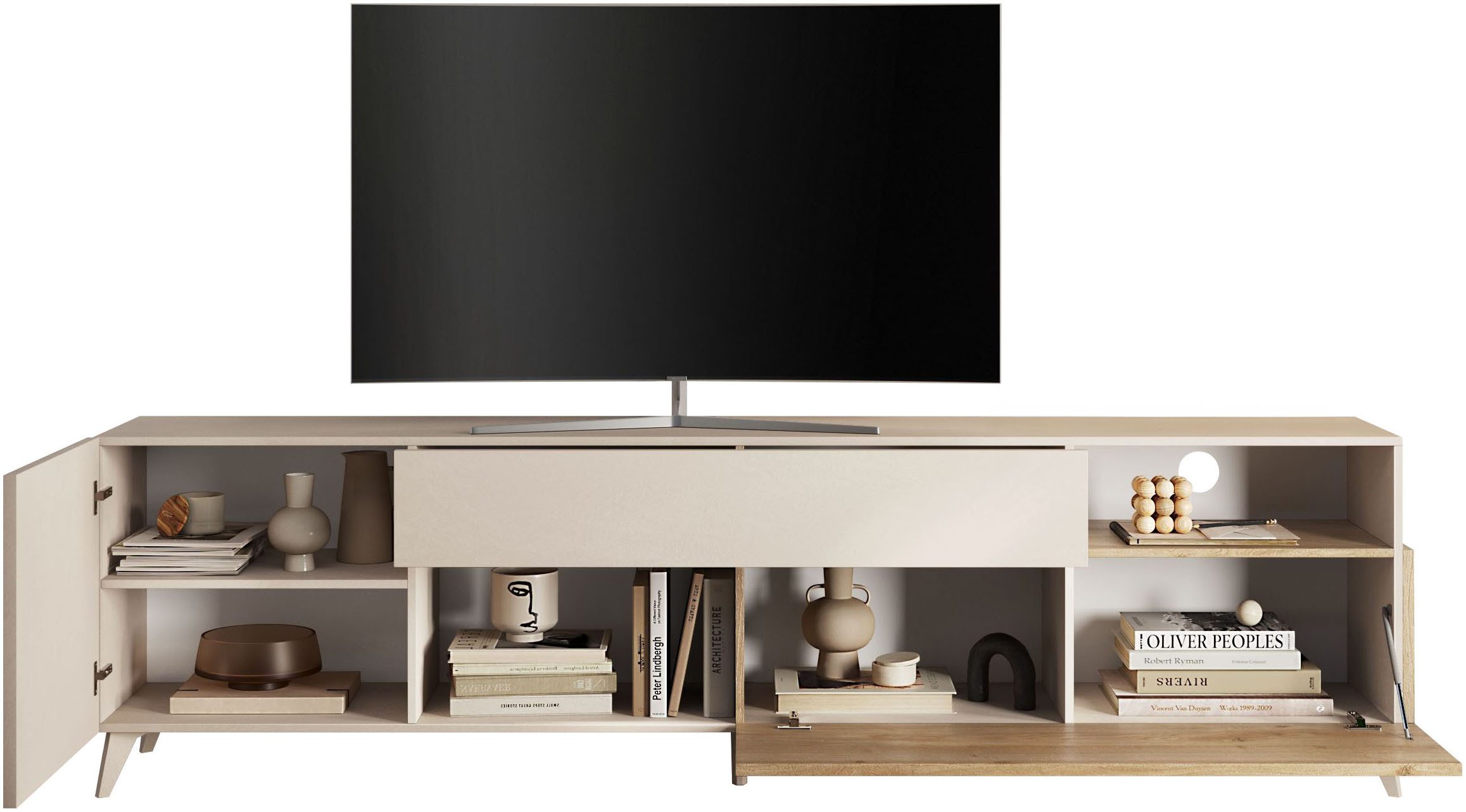 Home affaire Lowboard Monaco in Breite 241 cm, TV-Schrank mit Tür, Klappe und Schubkasten, Mediaboard – sanft schließend, edel, mit Kabelkanal, spürbar geräumig