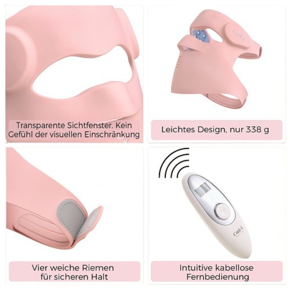 COOL-i ® Dermaroller 3D LED Gesichtsmaske, 9 Lichtfarben, kabellos mit Fernbedienung, Hautfreundliches Silikon, Lichttherapie für Anti-Aging, Akne & Pflege