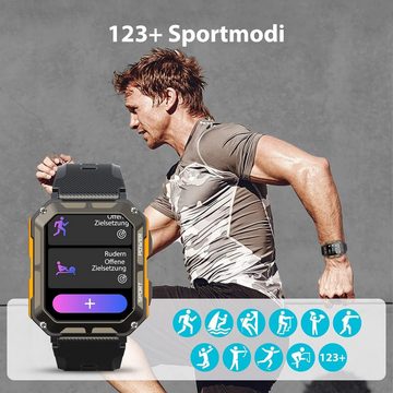 WalkerFit Smartwatch (1,8 Zoll, Android, iOS), Military Outdoor,Fitness Tracker Herzfrequenz/Schlafüberwachung,IP68
