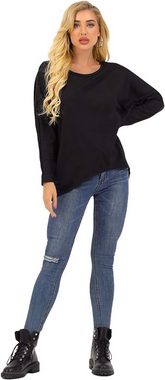 AFAZ New Trading UG Langarmshirt Damen Lose Asymmetrisch Jumper Sweatshirt Pullover Damen Bluse Oberteile Oversize Tops