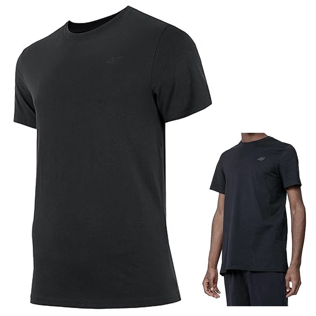 4F T-Shirt 4F - Herren T-Shirt Baumwolle mit Logo, schwarz