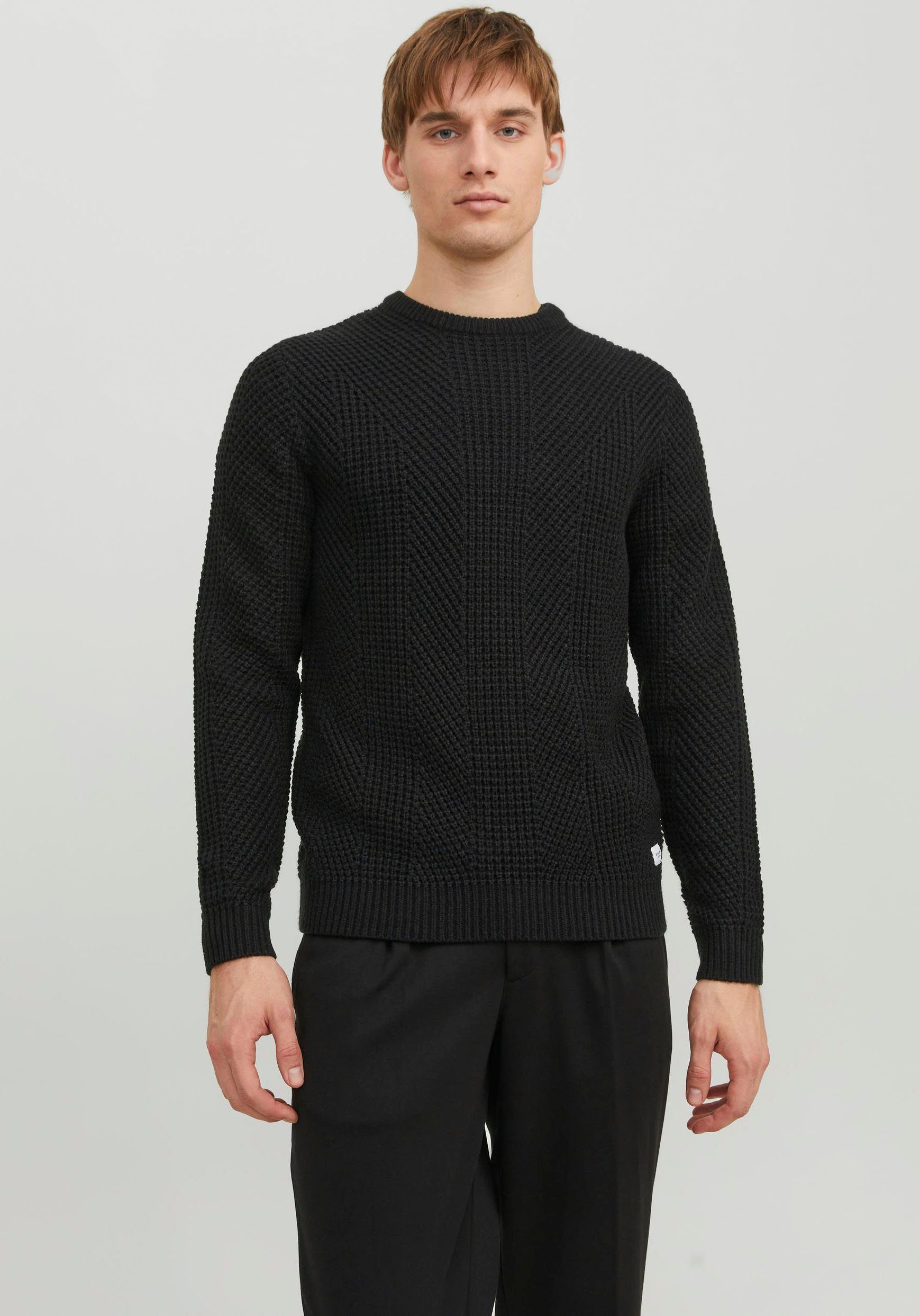 Jack & Jones Strickpullover JJSTANDFORD KNIT CREW NECK black