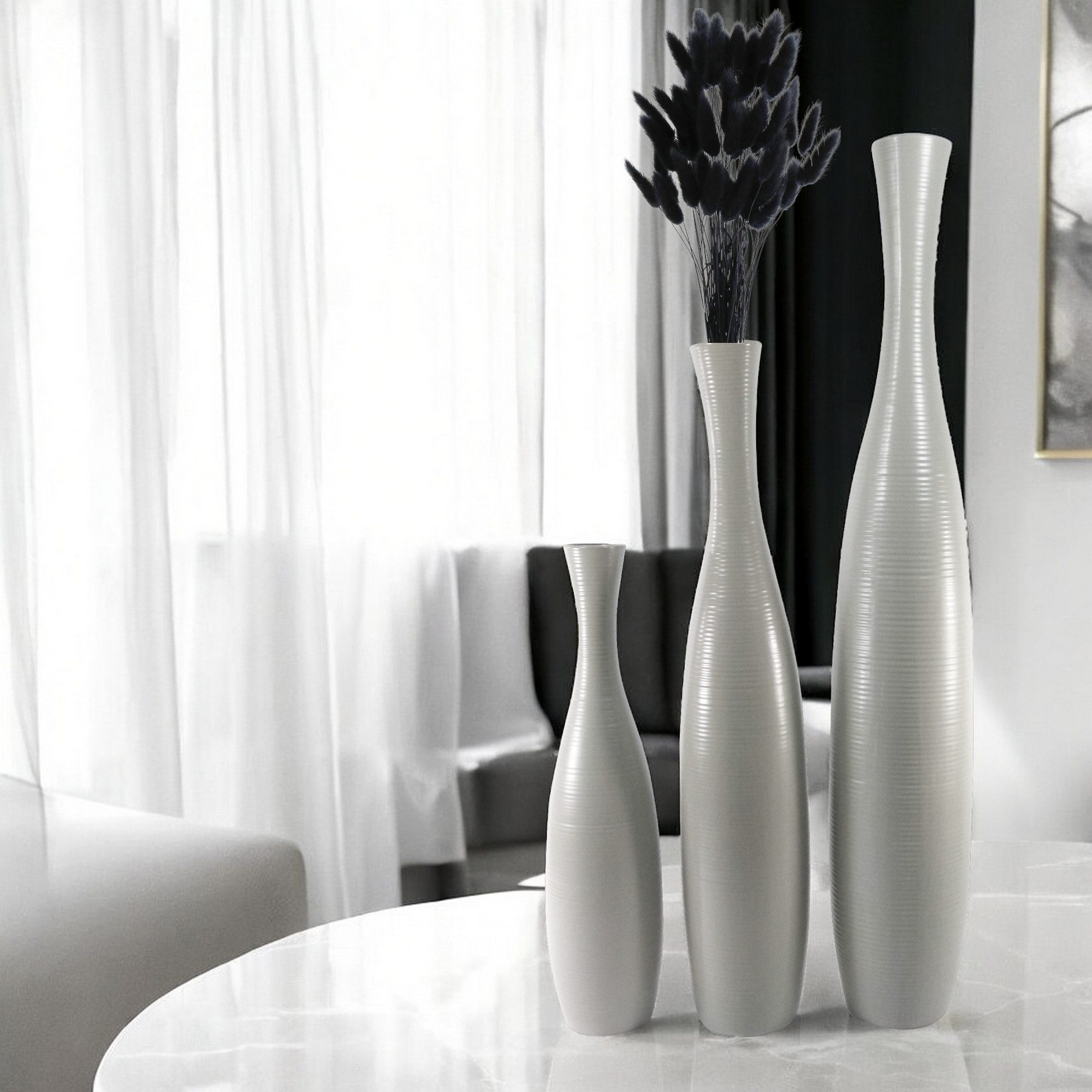 trends for living Bodenvase Edelste Deko-Bodenvase Hohe Keramikvase für Pampasgras & Dekozweige (1 Vase), Frostsicher,Hochtemperaturbeständig,Hält Wasser,Kratzfest,UV-beständig