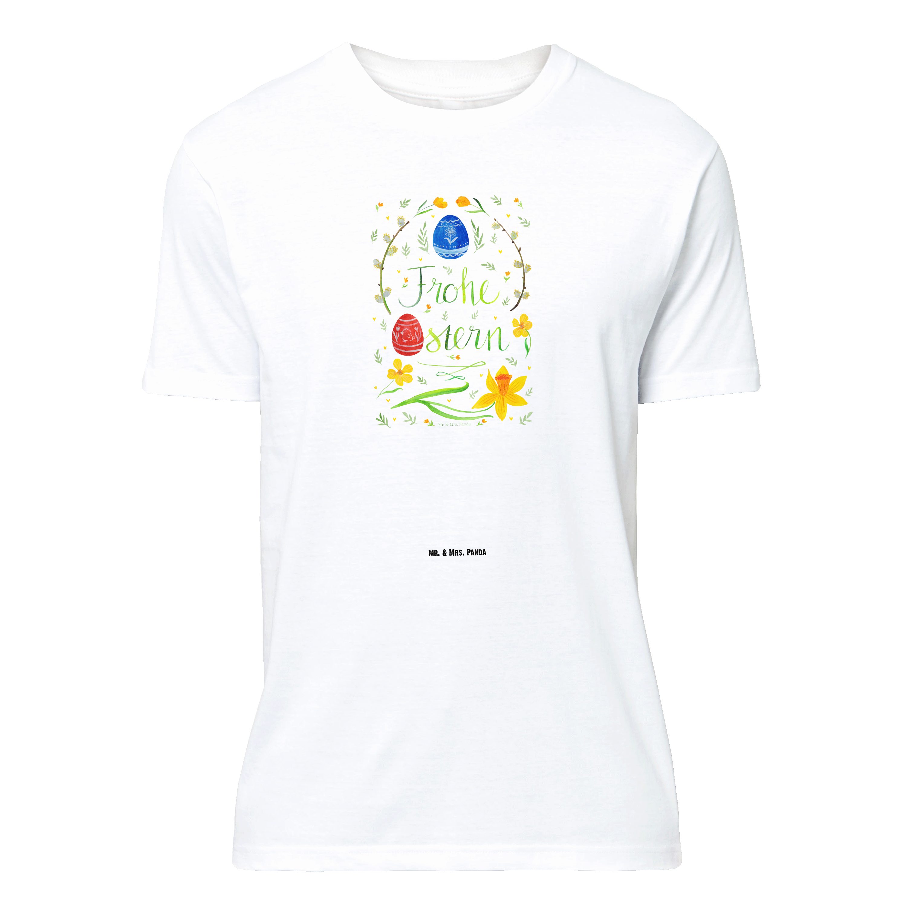 Mr. & Mrs. Panda T-Shirt Frohe Ostern - Weiß - Geschenk, Osterhase, Osternest, T-Shirt mit Spr (1-tlg)