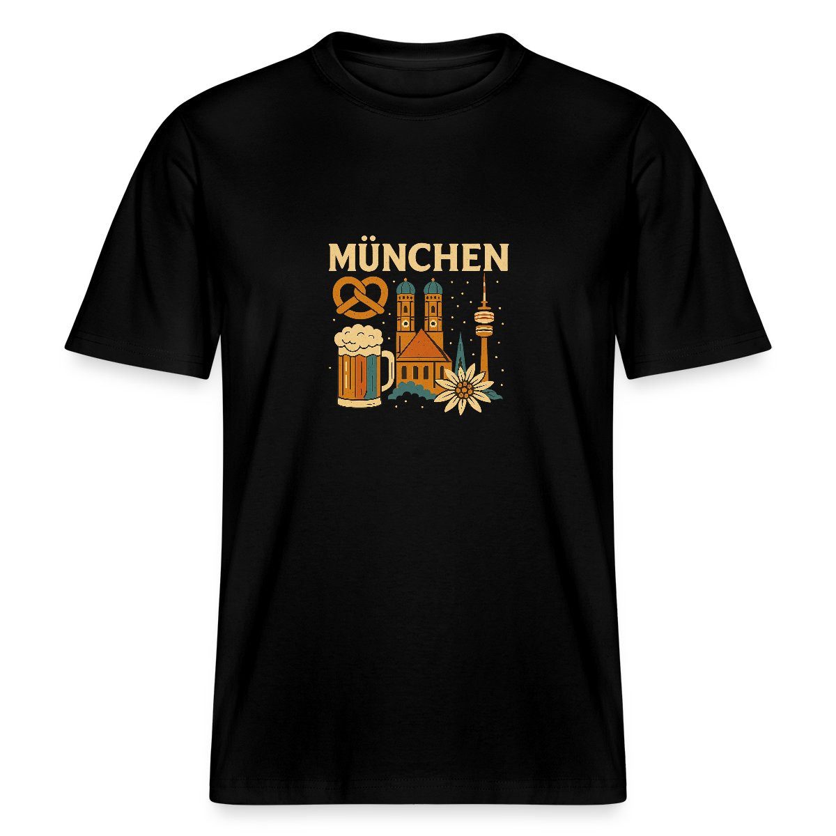 Spreadshirt T-Shirt München Bayern Edelweiss Brezn Bierkrug Relaxed Fit Unisex T-Shirt (1-tlg)