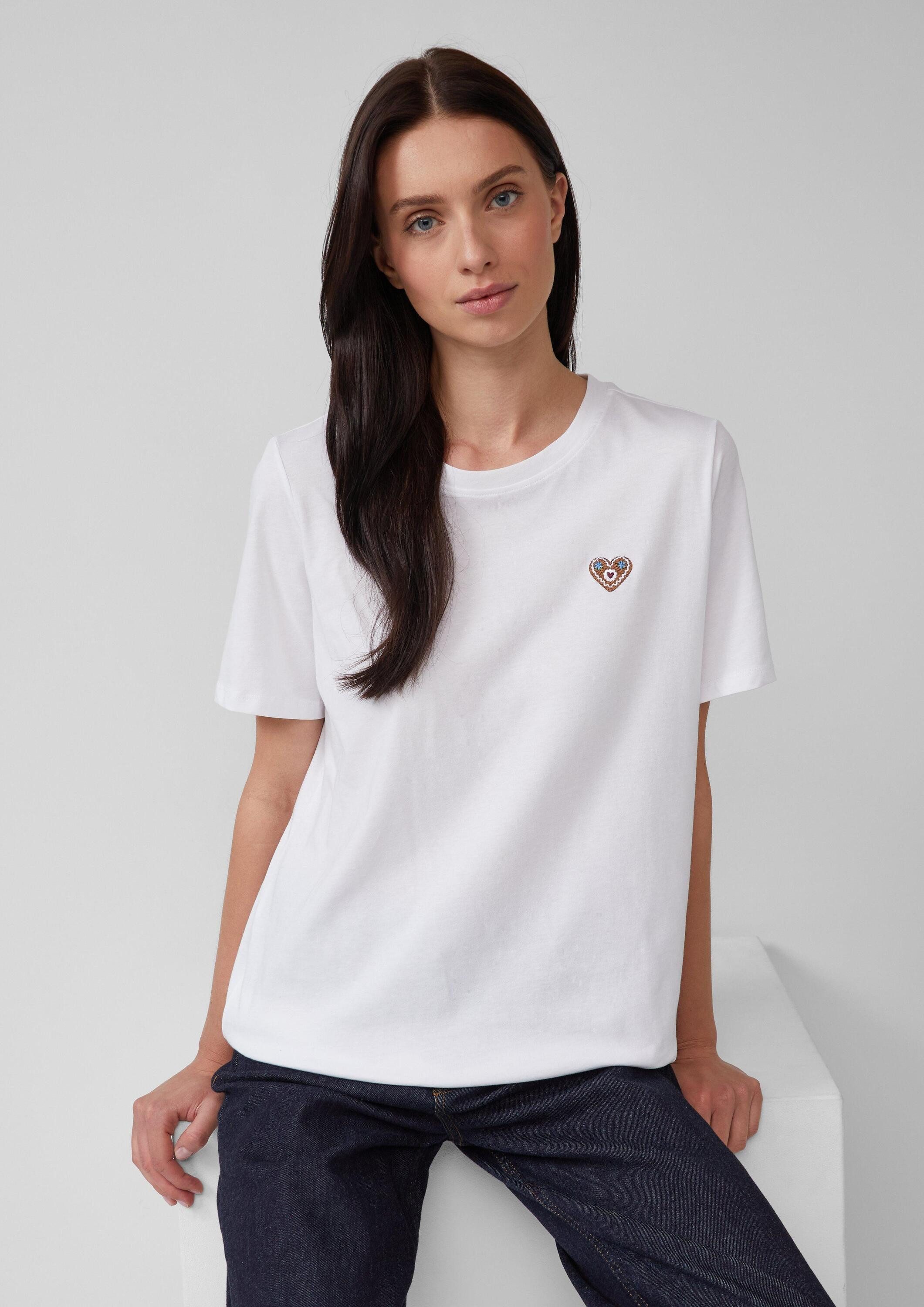 s.Oliver Kurzarmshirt T-Shirt Baumwollshirt mit Stickerei, Volksfest günstig online kaufen