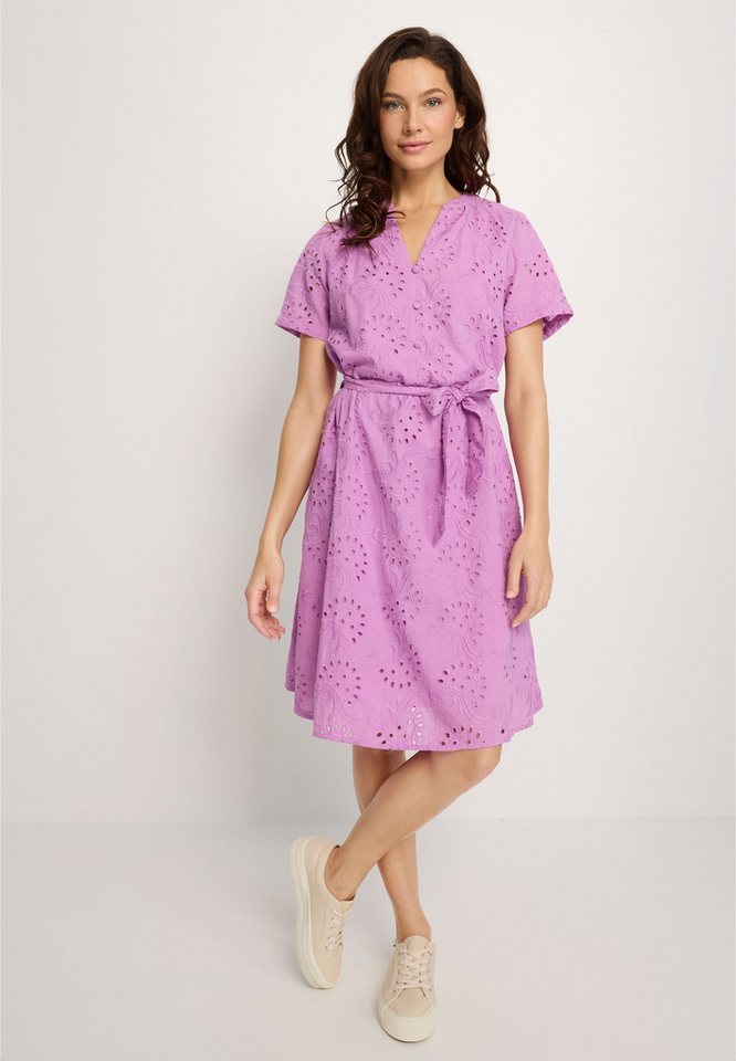 LASCANA Blusenkleid (mit Bindegürtel) und Lochstickerei, Spitzenkleid