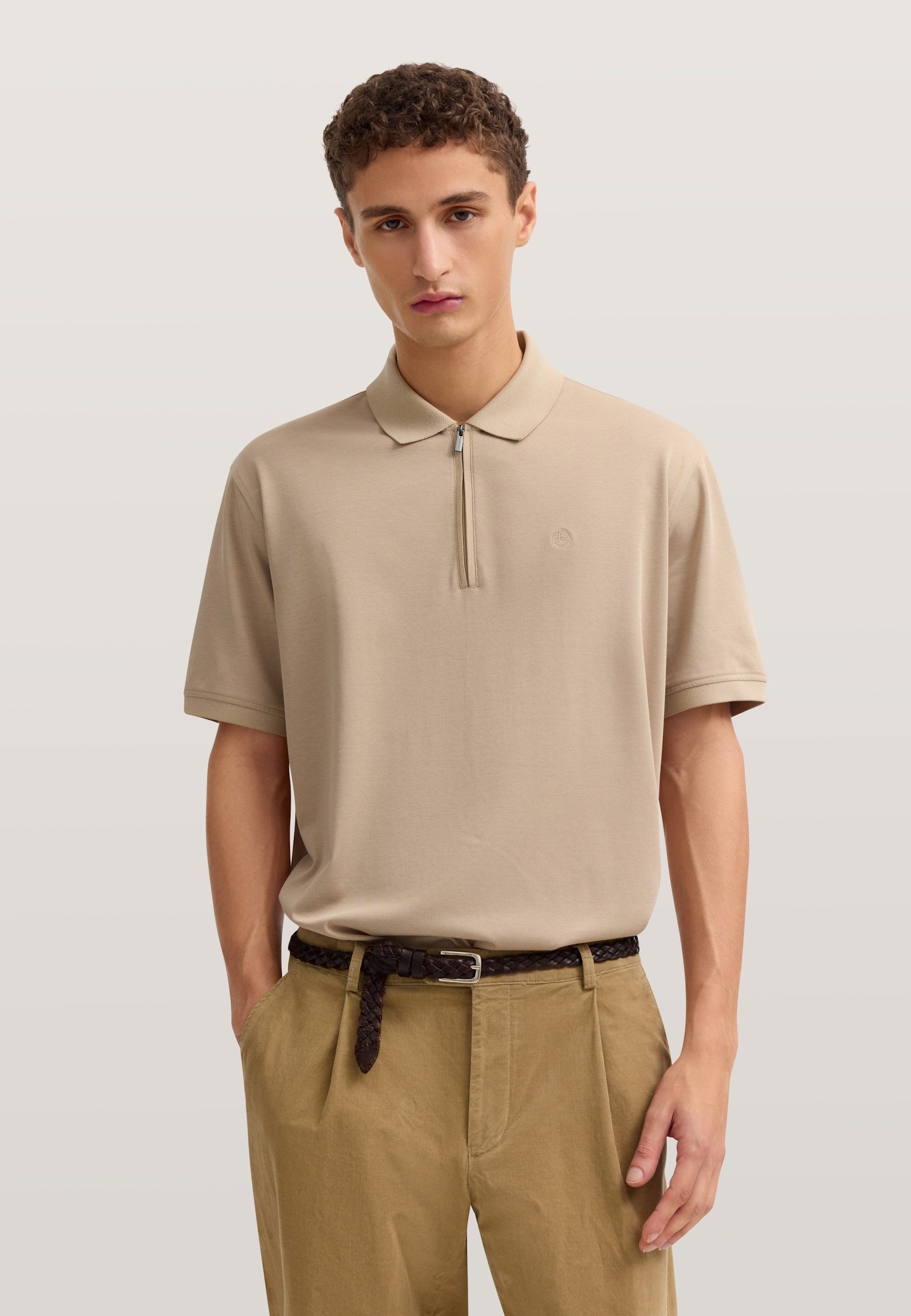 bugatti Poloshirt mit kurzem Reißverschluss