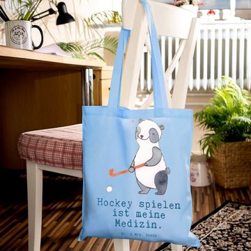 Mr. & Mrs. Panda Tragetasche Panda Hockey spielen - Sky Blue - Geschenk, Hobby, Auszeichnung, Hock (1-tlg), Modisches Design