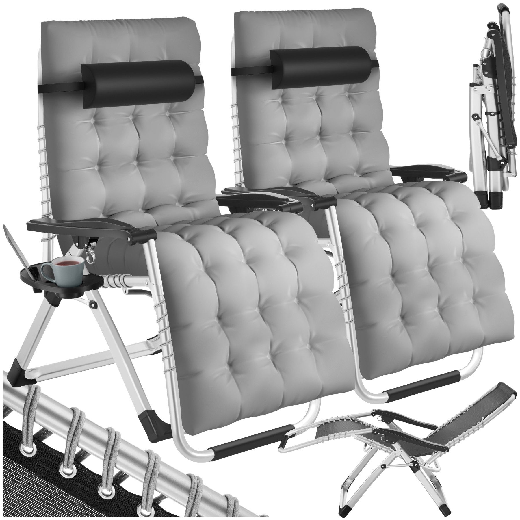 tectake Gartenstuhl Sonnenliege „Cloud“ – klappbar, verstellbar, mit Polste günstig online kaufen