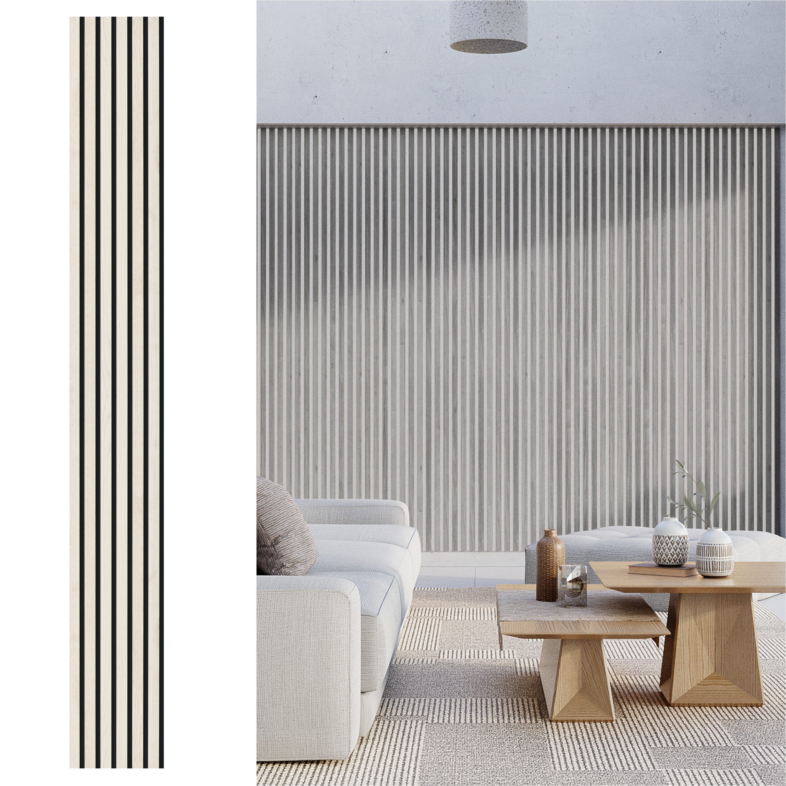 acous Schallschutzpaneel Akustikpaneel Comfort FSC® Eiche Premium Echtholzfurier, BxL: 30,00x250,00 cm, 0,75 qm, (Packung, Versandkostenfreie Lieferung) 6 Echtholz-Dekoleisten mit schwarzem 4 mm Filz-Akustikträger