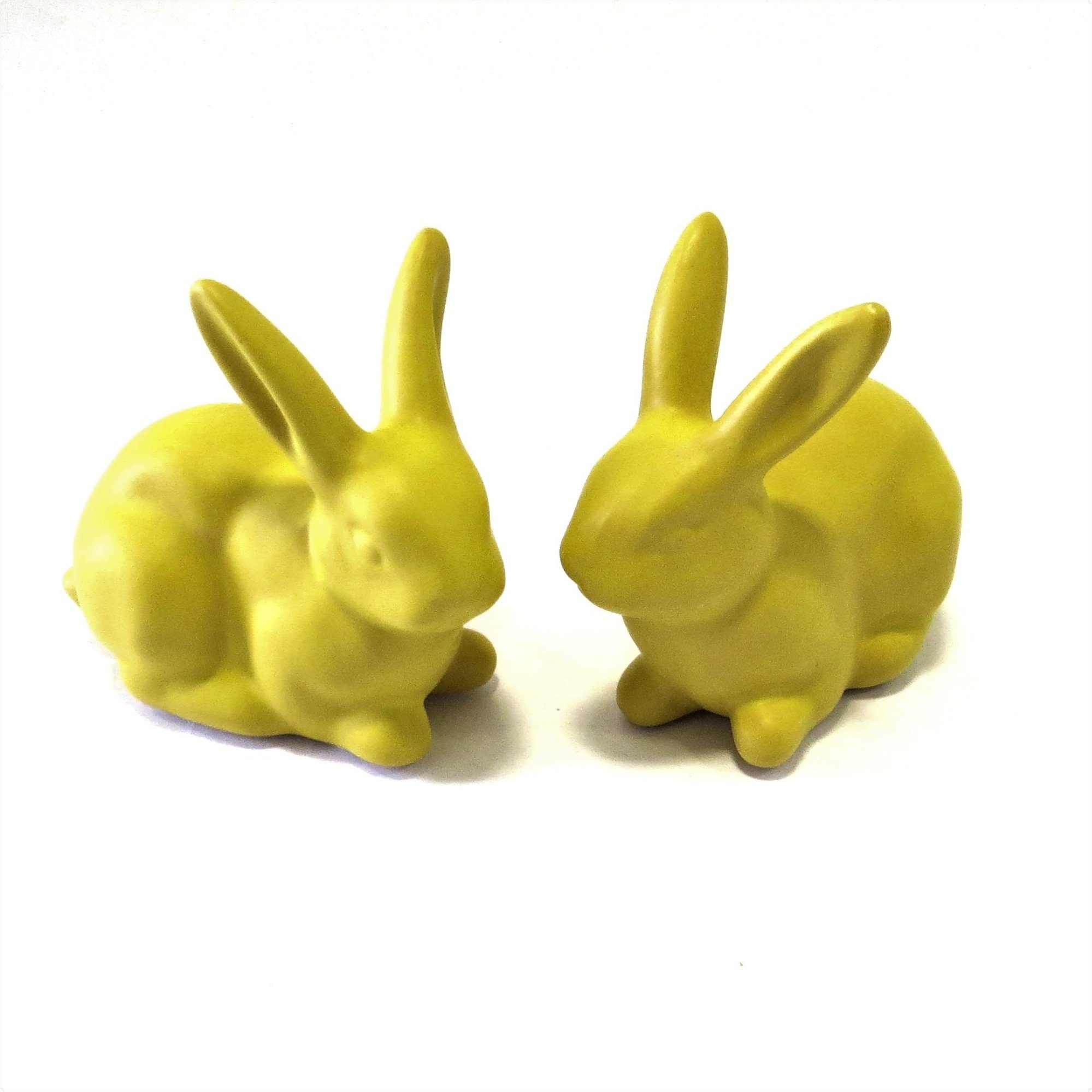 Scheulen GmbH Osterfigur Deko Oster Hase 2er Set Gelb Ockerfarben Keramik (2 St), 2er Set