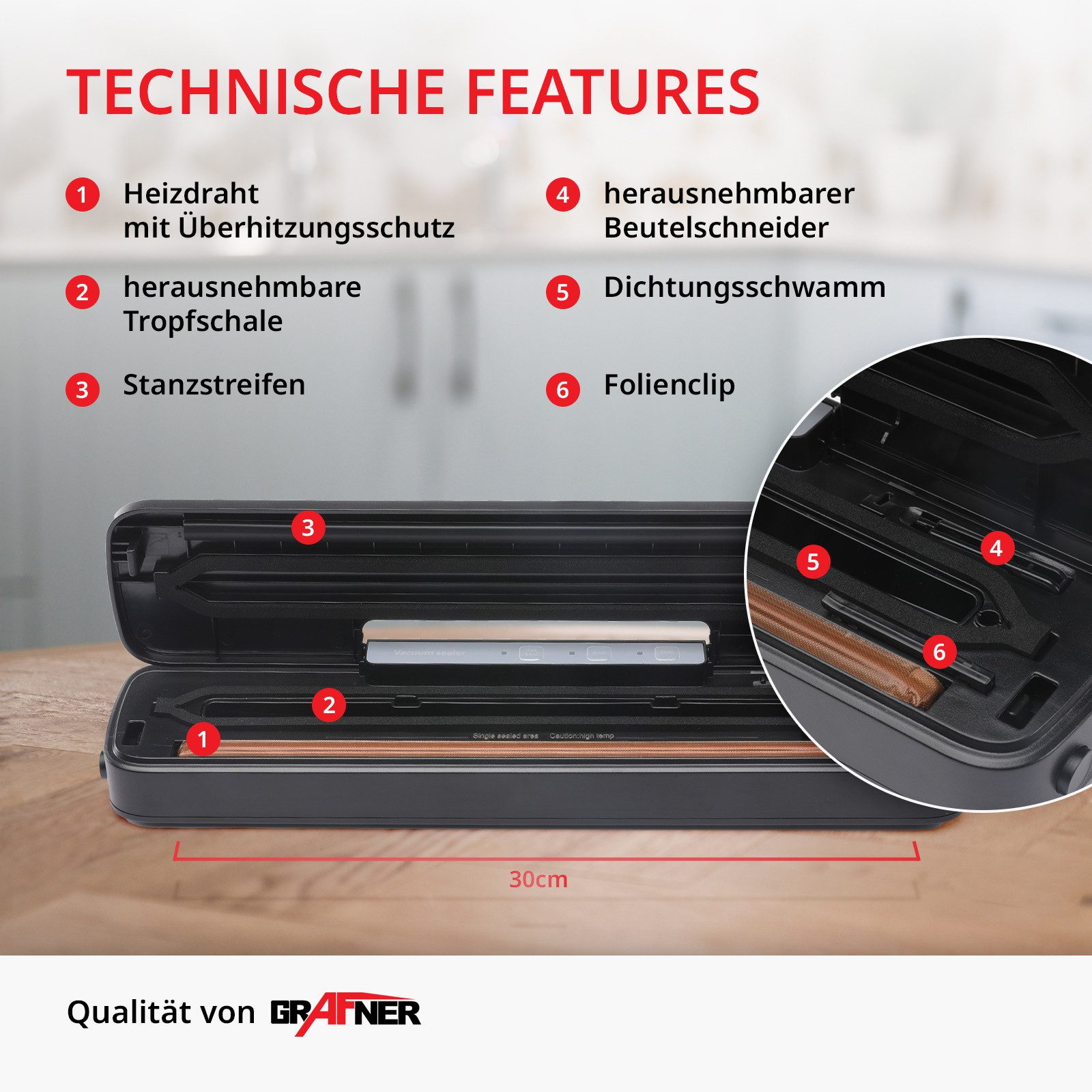 KLGFI Vakuumiergerät 7-in-1 - Profi Gerät Mit Doppelter Schweißnaht Und 50 Beuteln