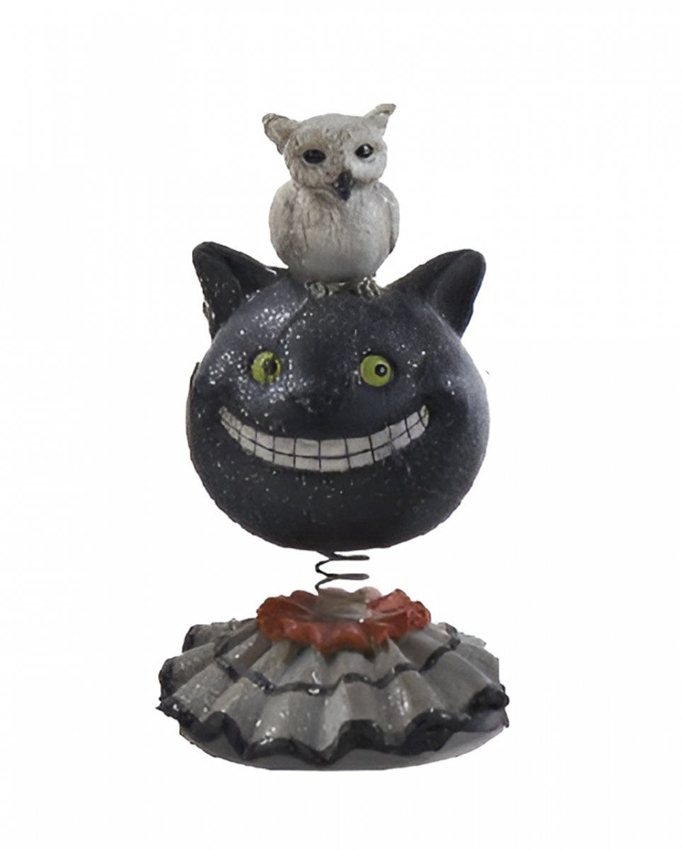 Horror-Shop Dekofigur Halloween Bobble Head Dekofigur - Katze mit Eule 1