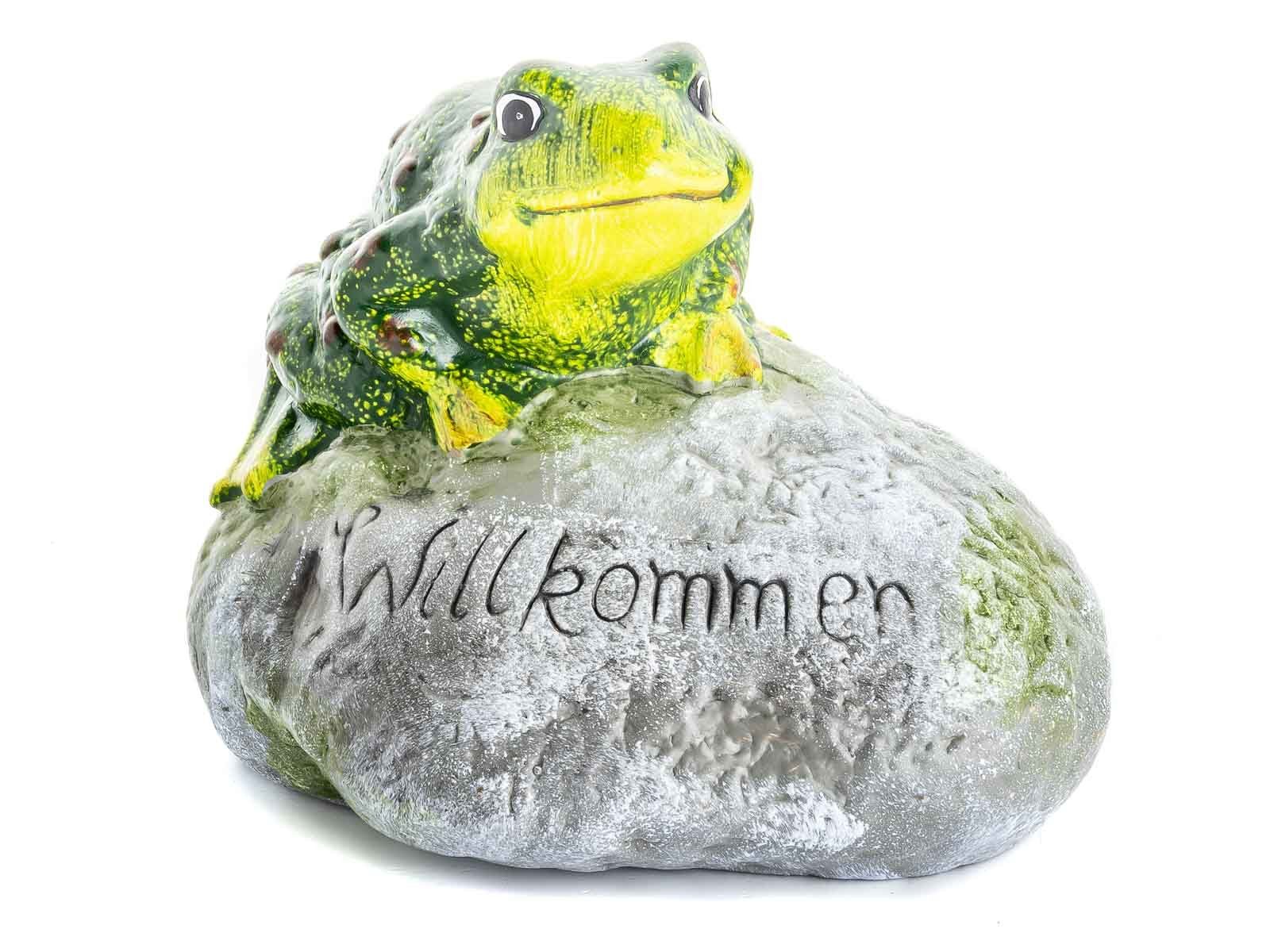Mel-O-Design Aktentasche Dekofigur Frosch auf Stein "Willkommen"