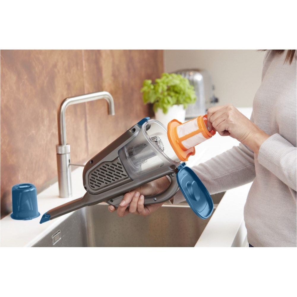 Black + Decker Akku-Handstaubsauger BHHV320J Dustbuster - Handstaubsauger - titanium/blau, beutellos – Bild 5 von 5
