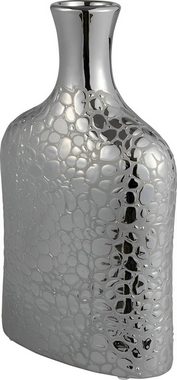 Dekonaz Dekovase Stein Verzierte Porzellan Vase, Silber, 16x30cm