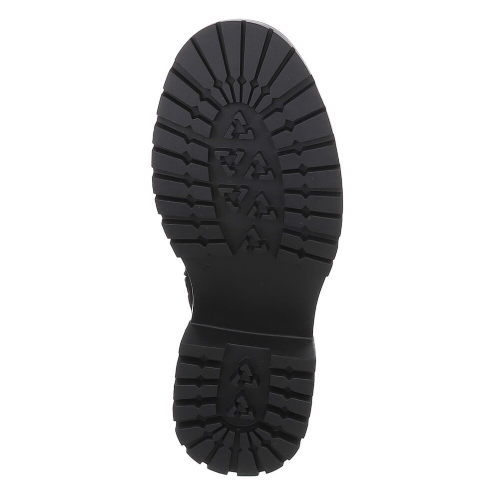 Ital-Design Damen Stiefelette mit Profilsohle und Metall-Detail Plateaustiefelette (92422389) Blockabsatz Stiefeletten in Schwarz – Bild 3 von 5